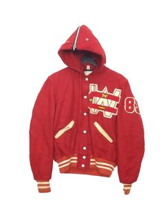 Delong Team NFL San Francisco 49ers Red Wool Varsity Jacket Blk