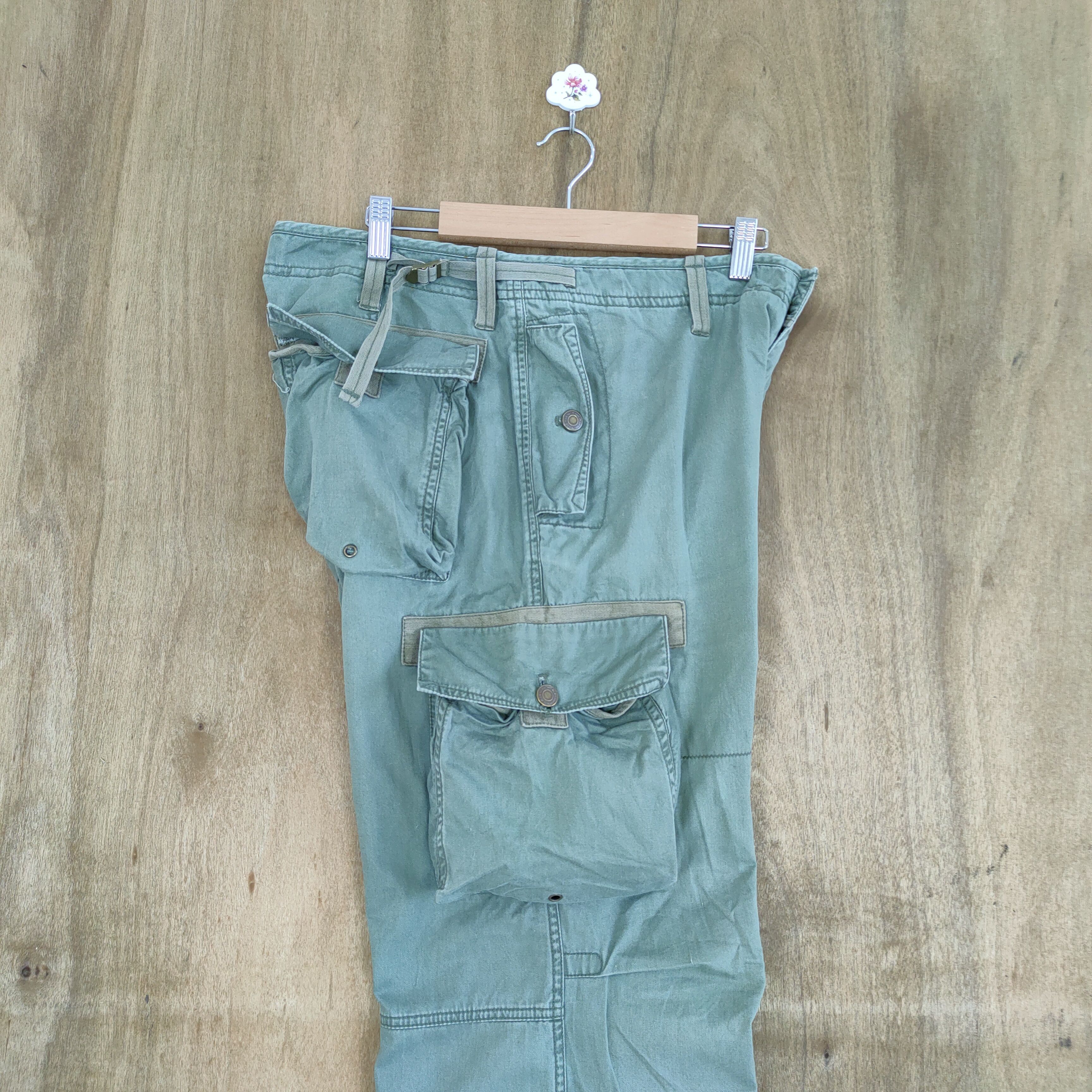 Japanese Brand × Vintage MARU 3D POCKET DOUBLE KNEE FADED CARGO PANTS Size US 32 / EU 48 - 15 Thumbnail