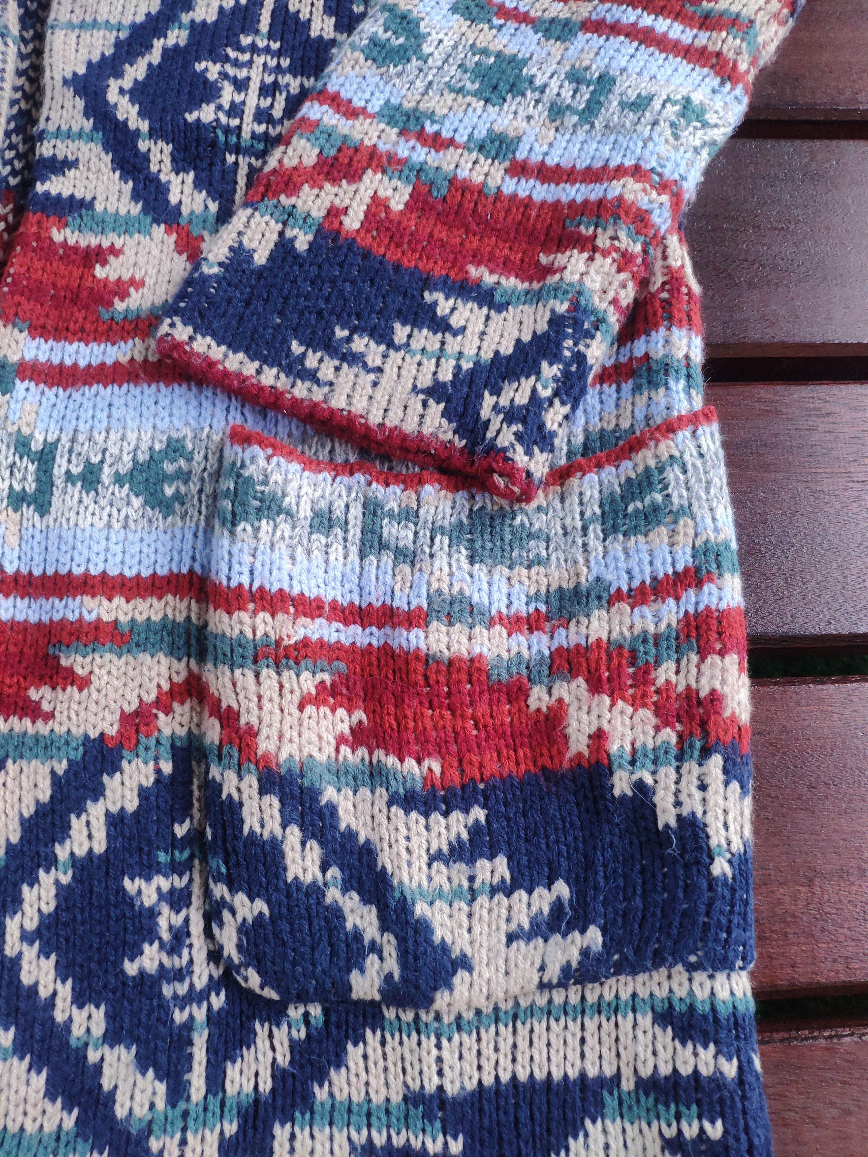 Japanese Brand × Vintage Steal 💥 Vintage Wool Knit Cardigan Long Navajo Style Size US M / EU 48-50 / 2 - 2 Thumbnail