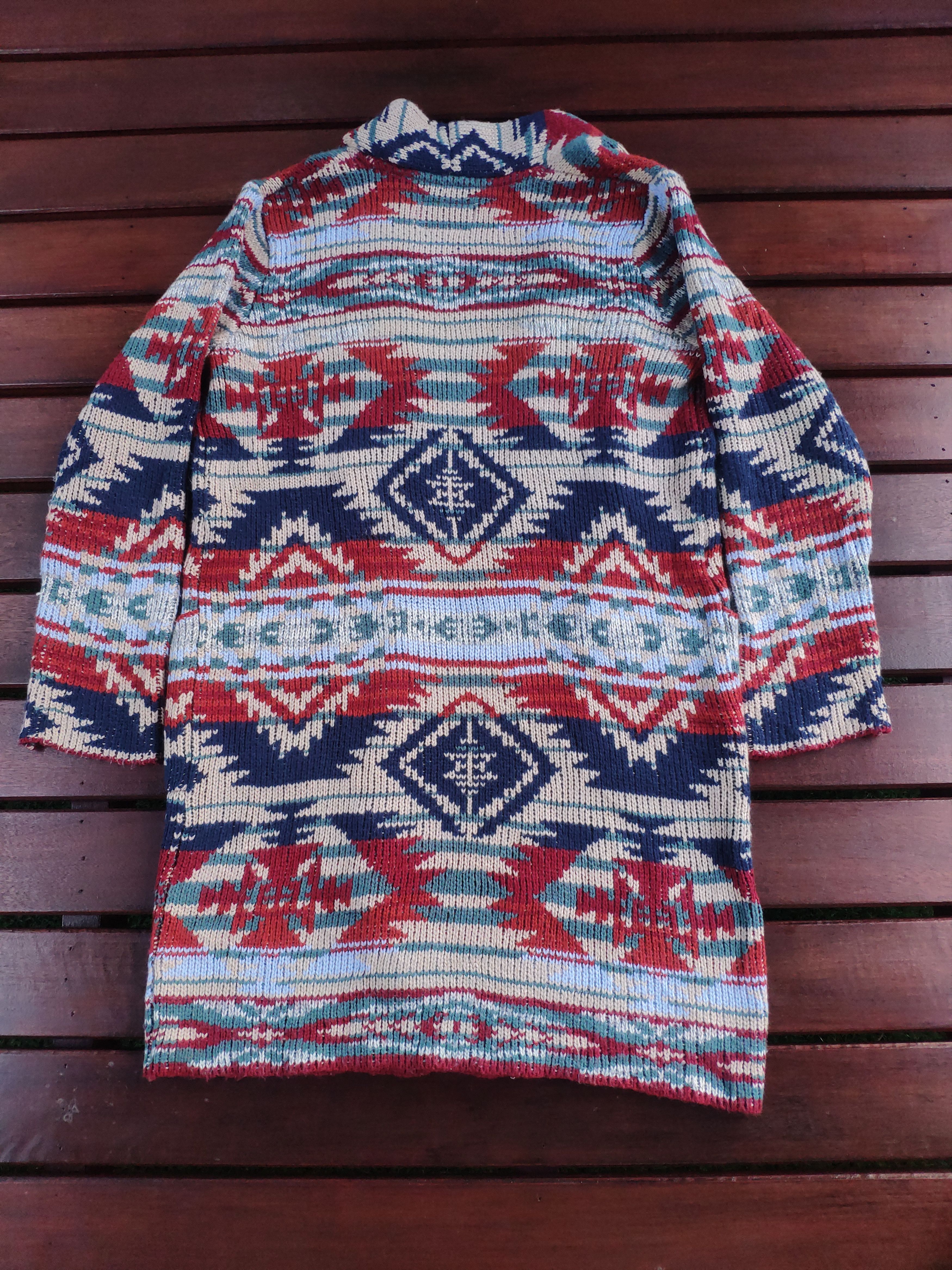 Japanese Brand × Vintage Steal 💥 Vintage Wool Knit Cardigan Long Navajo Style Size US M / EU 48-50 / 2 - 10 Thumbnail