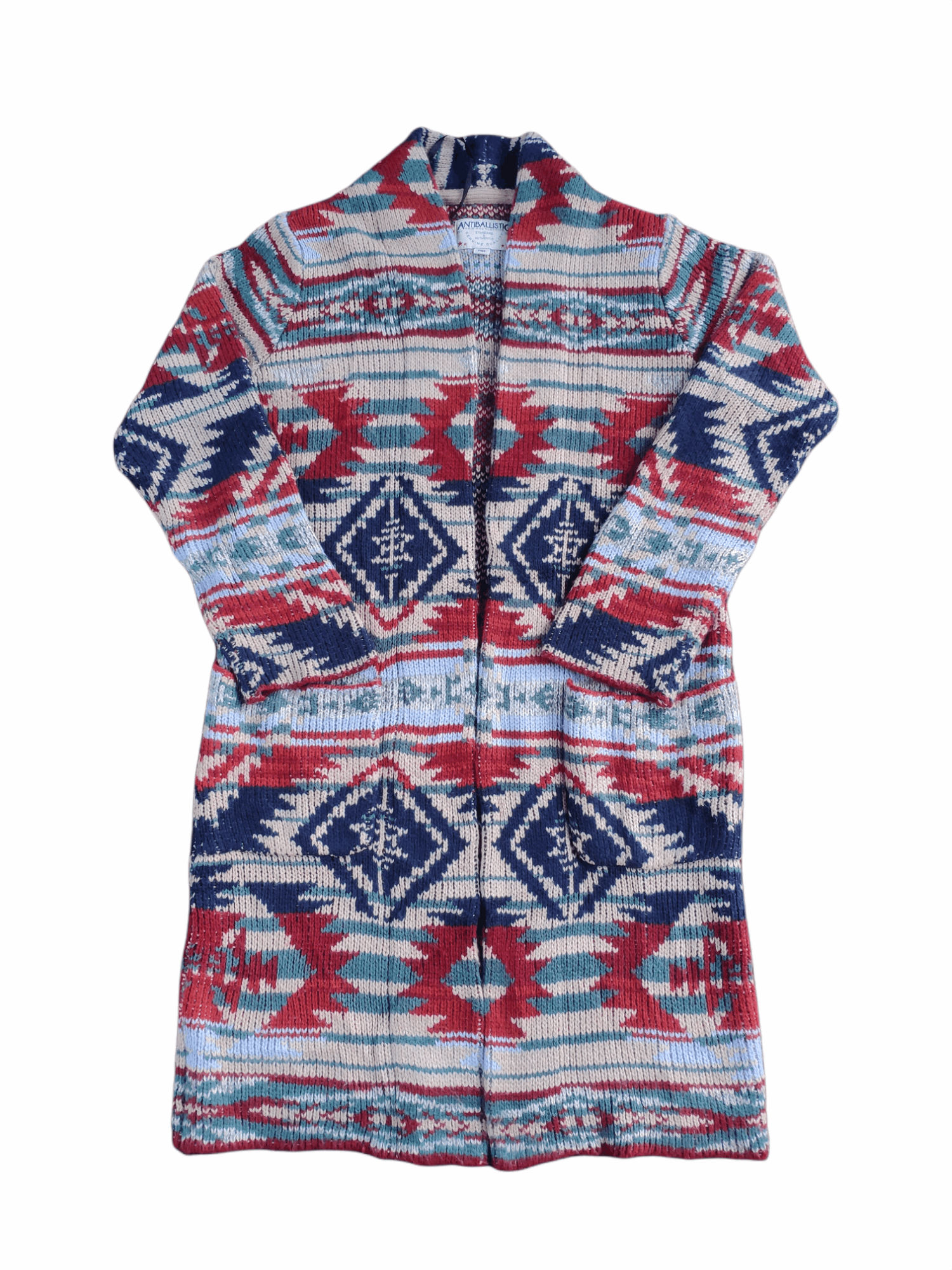 image of Steal Vintage Wool Knit Cardigan Long Navajo Style, Men's (Size Medium)