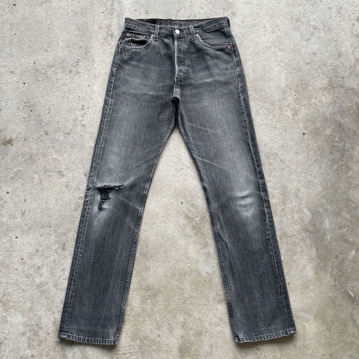 Levi's Vintage Clothing Vintage Levi’s 501 Faded Black Distressed Women Denim Pants Size US 30 / EU 46 - 1 Thumbnail