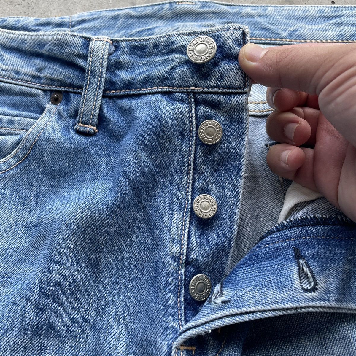 HOLLYWOOD RANCH MARKET × Jean × Vintage W33🔥 Vintage Iron HR Market Faded Denim Jeans Pants Rare Size US 33 - 7 Thumbnail