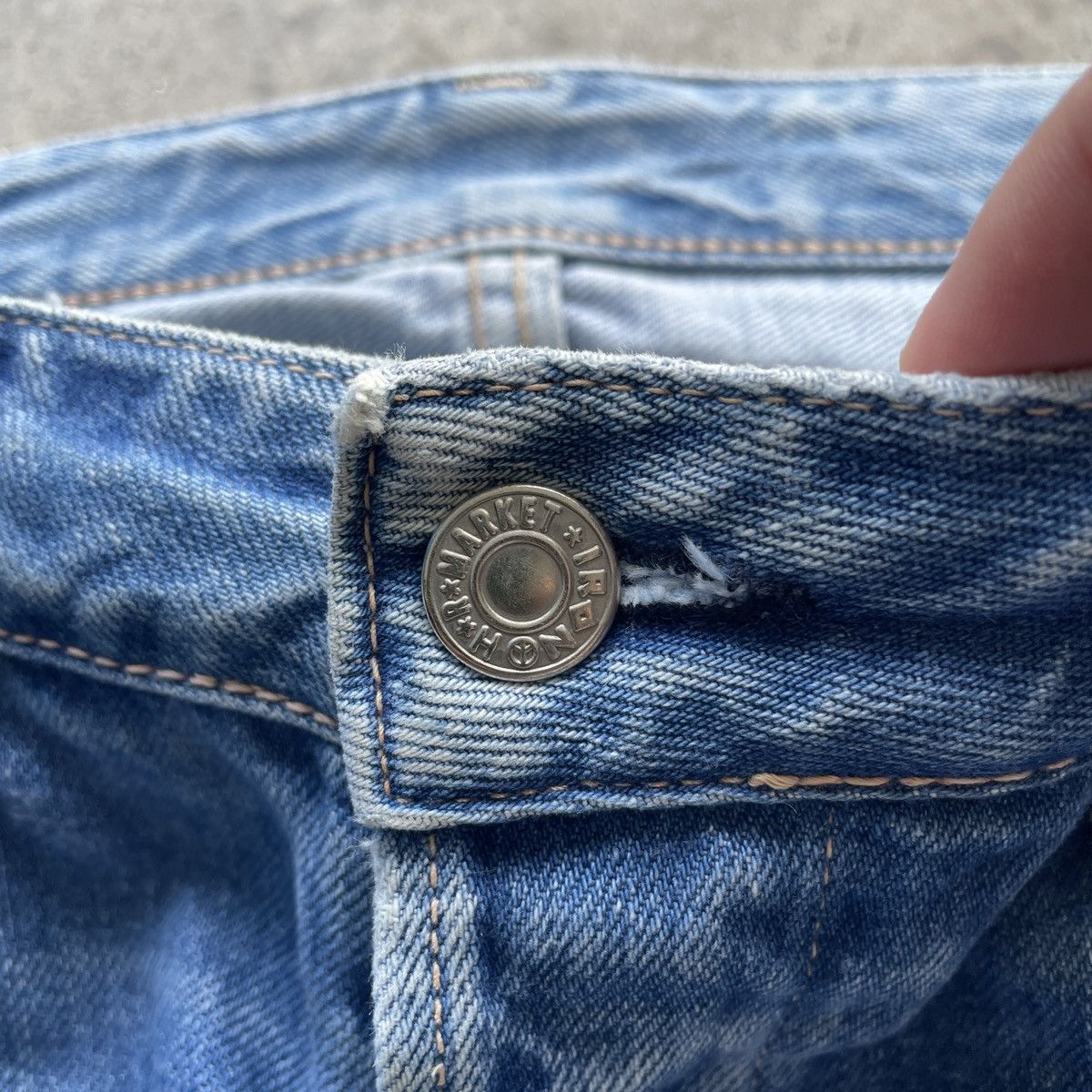 HOLLYWOOD RANCH MARKET × Jean × Vintage W33🔥 Vintage Iron HR Market Faded Denim Jeans Pants Rare Size US 33 - 6 Thumbnail