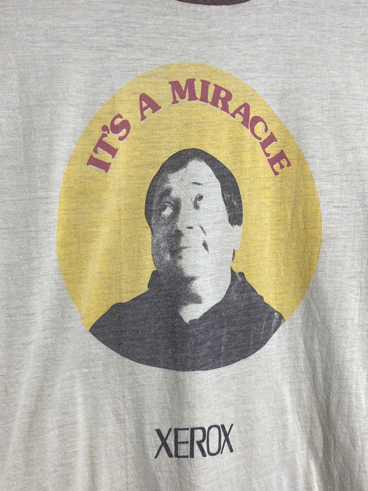 Vintage 🚨Vintage Xerox It’s A Miracle 1970s Ringer Tee T-Shirt Size US L / EU 52-54 / 3 - 4 Thumbnail