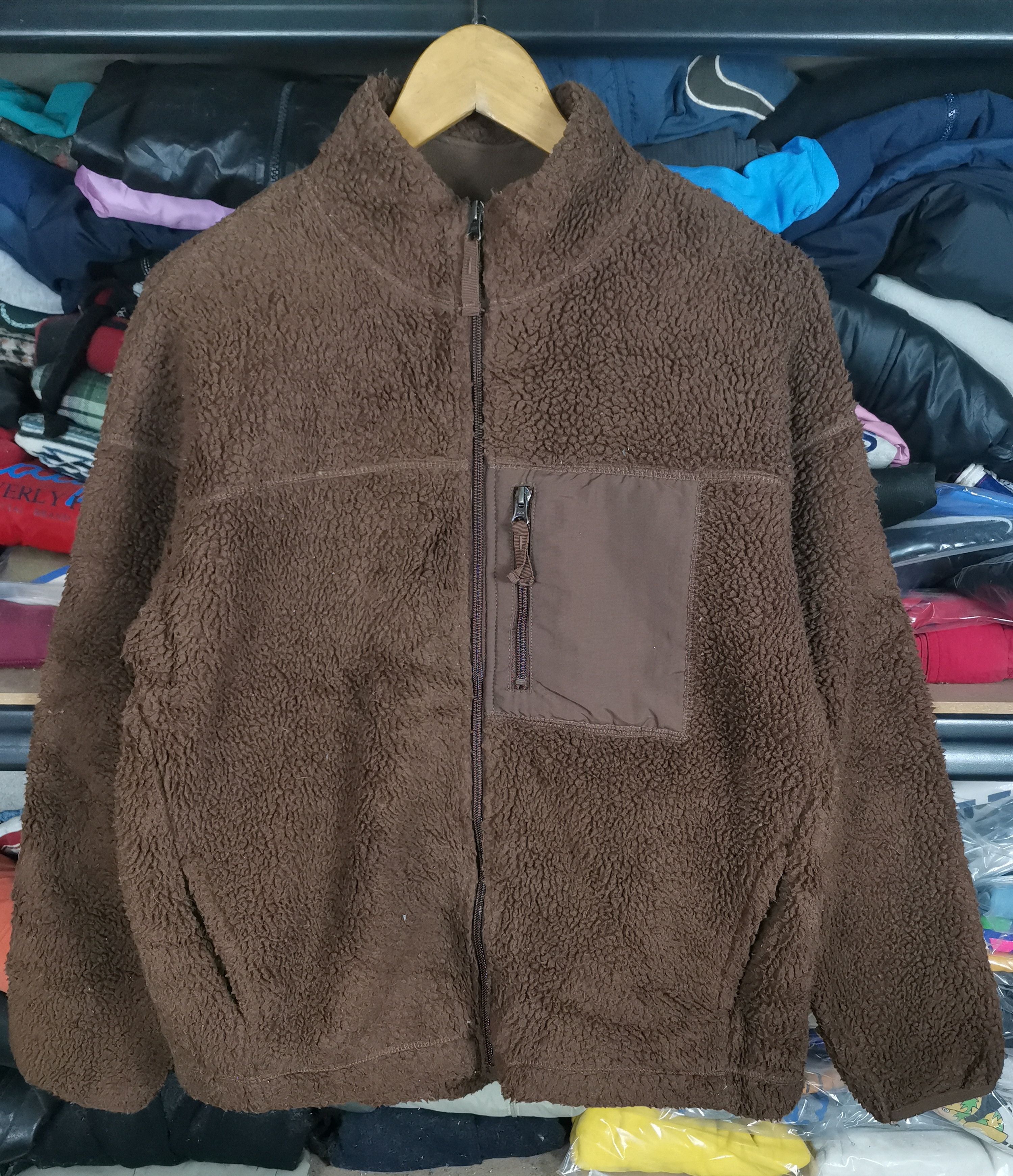 image of Archival Clothing x Uniqlo Gu By Uniqlo Deep Pile Sherpa Jacket Brown (Size Medium)