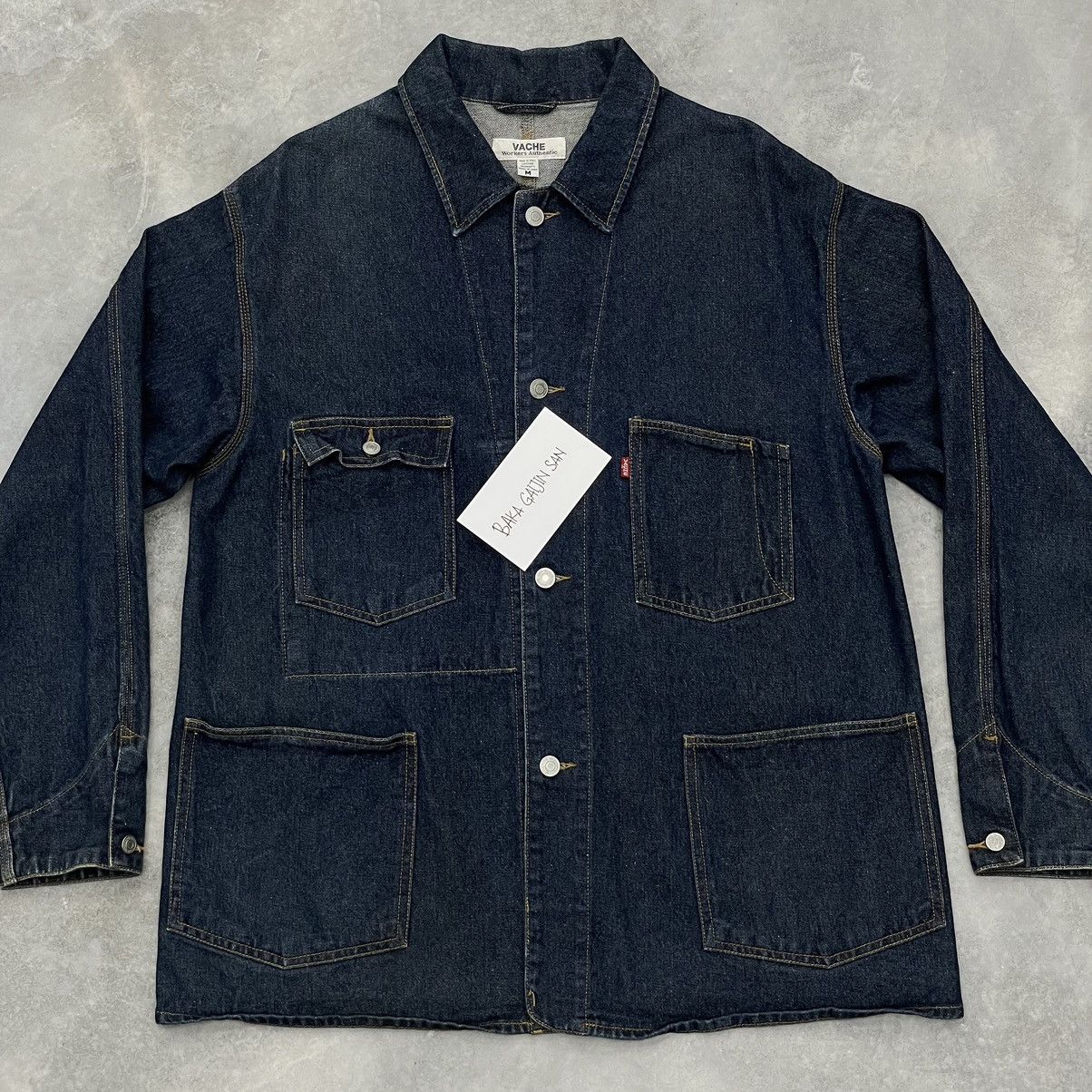 Vache Worker Denim Jacket Rare Japan Designer Red Tab