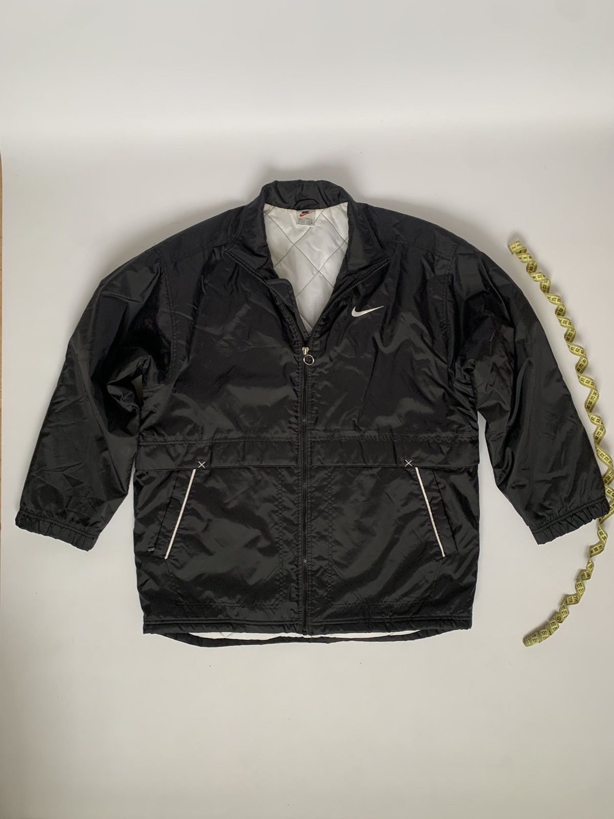 Pre-owned Nike X Vintage Nike Big Swoosh Logo Nylon Light Jacket In Black
