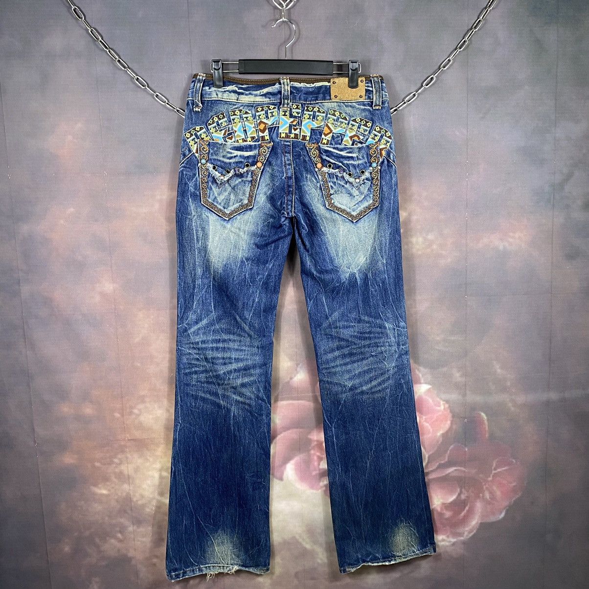 Aztech Mountain × Japanese Brand × Vintage Steal🔥Vintage Red Pepper Navite Embroidery Flare Denim Jeans Size 30" / US 8 / IT 44 - 1 Thumbnail