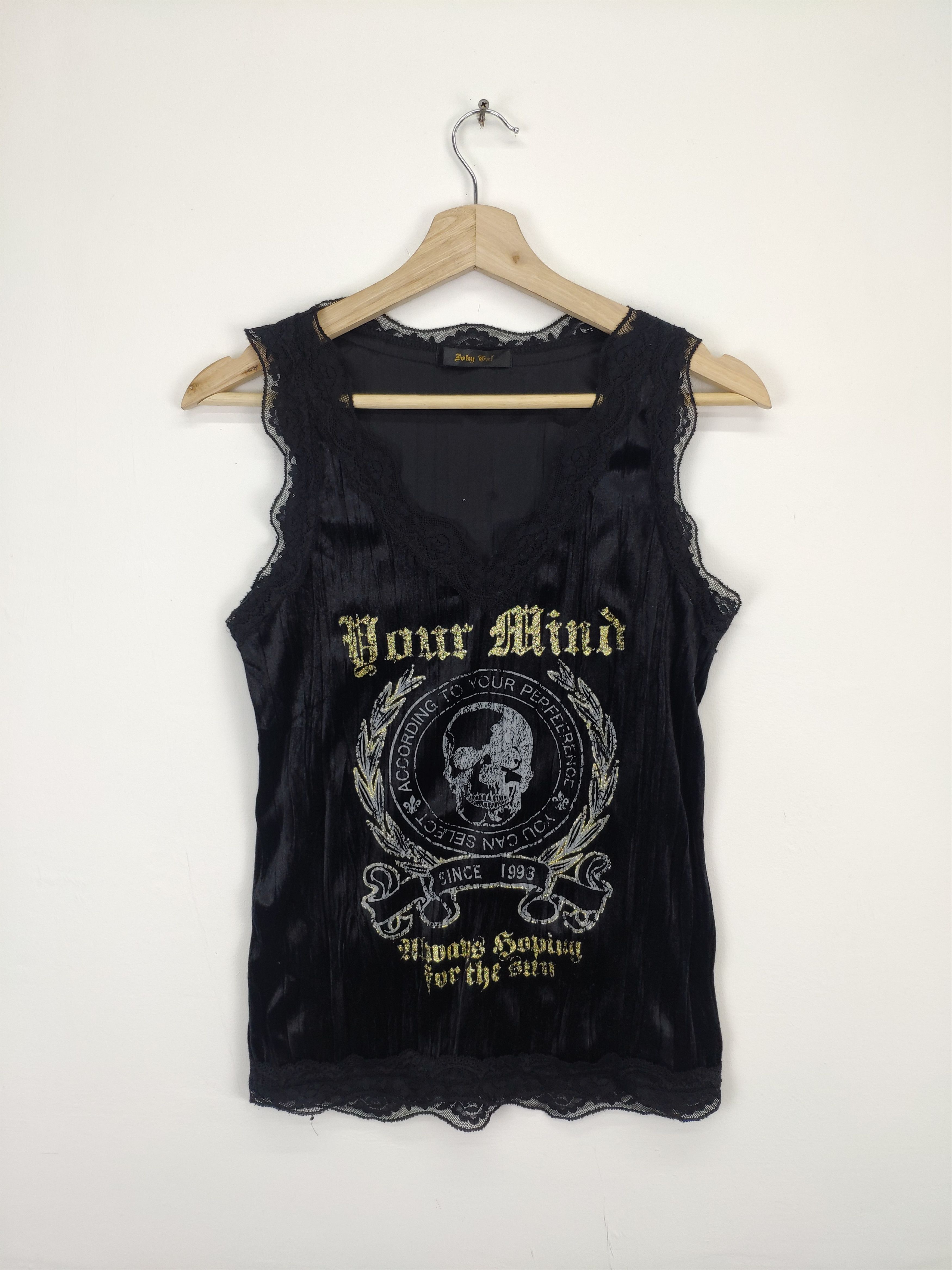 image of Seditionaries x Skulls Vintage Tank Top Skull Ladies Harajuku Fashion in Black, Women's (Size 2XS)