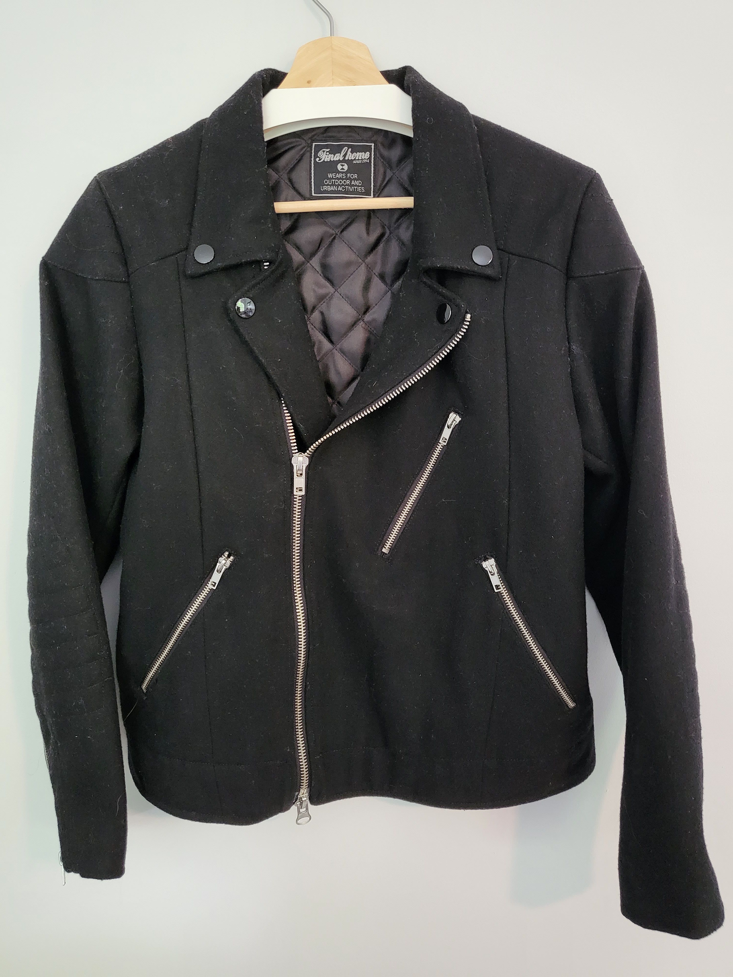 Final Home Quilted Wool Biker Jacket Size US M / EU 48-50 / 2 - 1 Thumbnail
