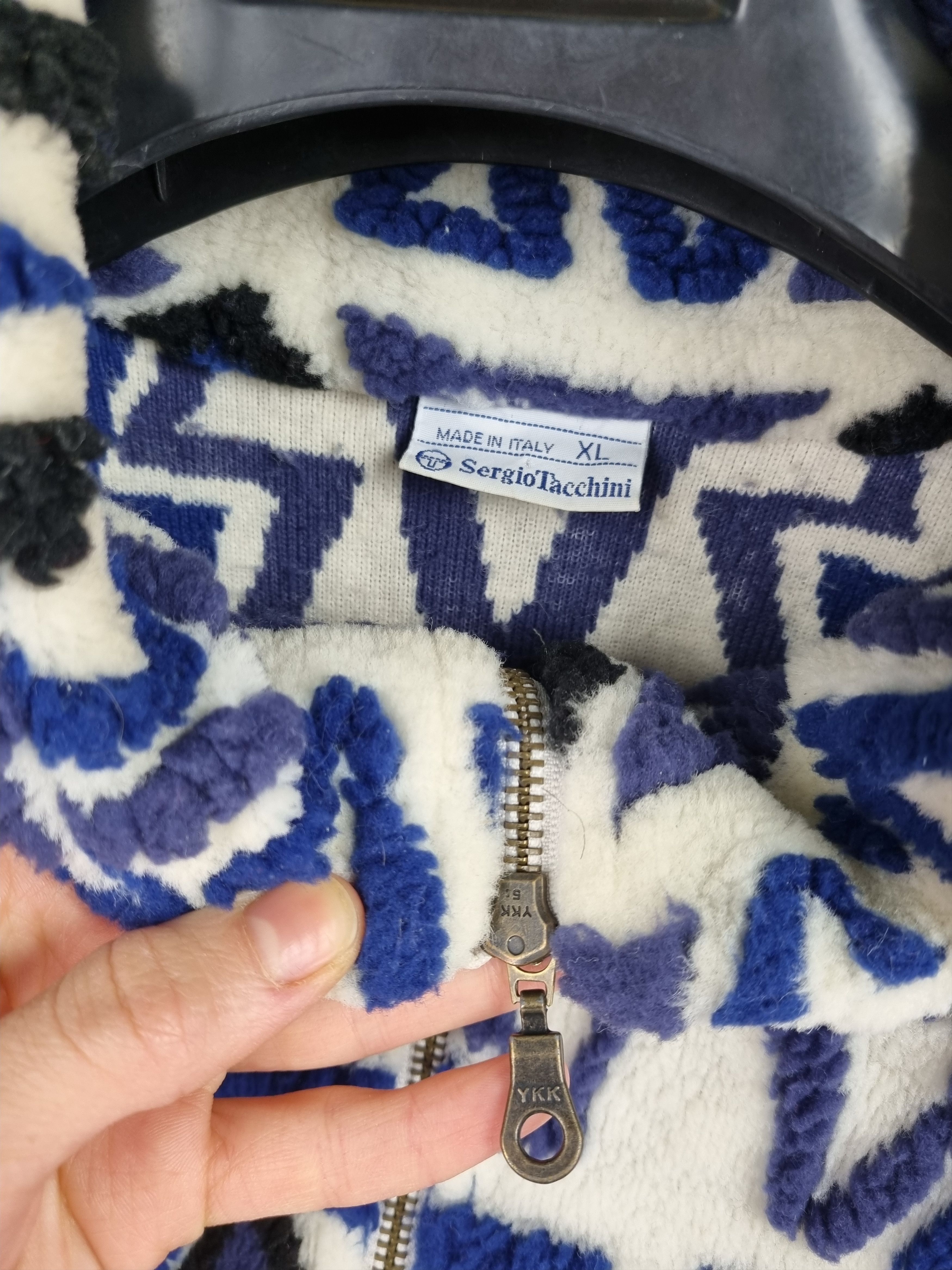Sergio Tacchini 90s SERGIO TACCHINI Abstract Deep Pile Fleece Jacket RARE! Size US XL / EU 56 / 4 - 8 Thumbnail