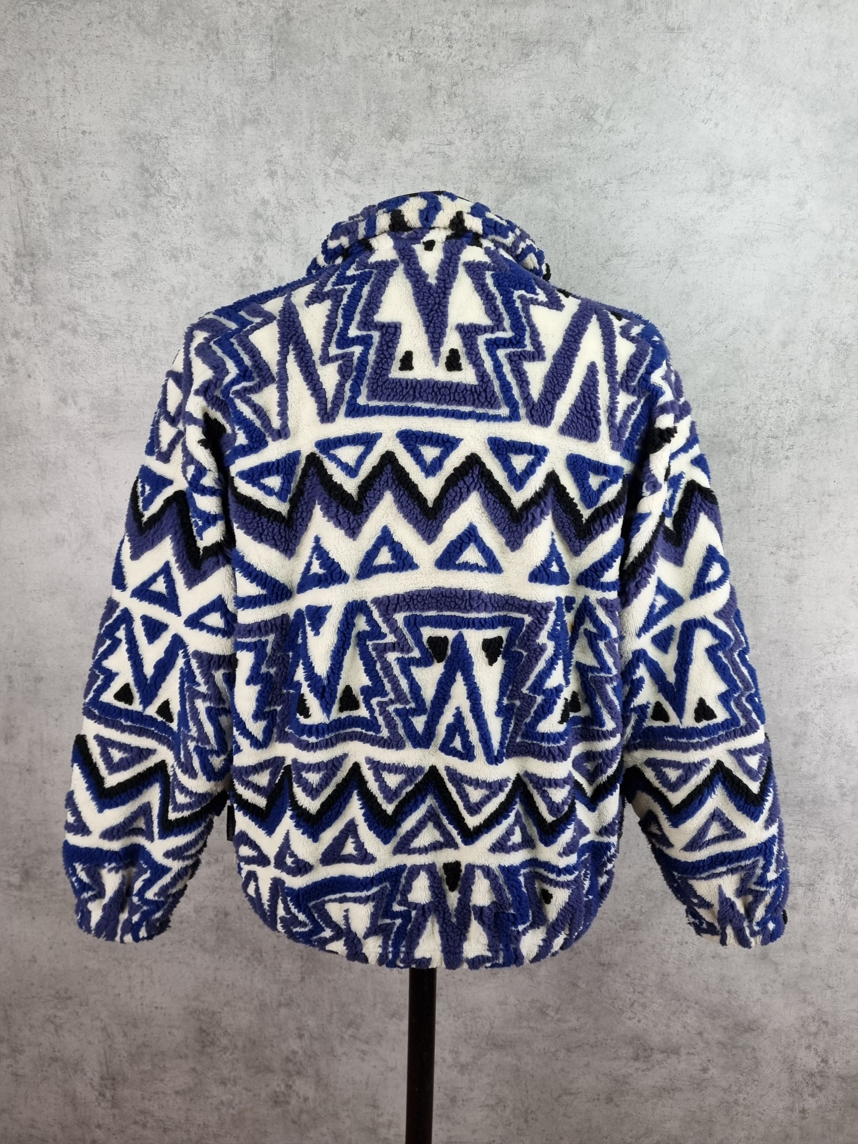 Sergio Tacchini 90s SERGIO TACCHINI Abstract Deep Pile Fleece Jacket RARE! Size US XL / EU 56 / 4 - 7 Thumbnail