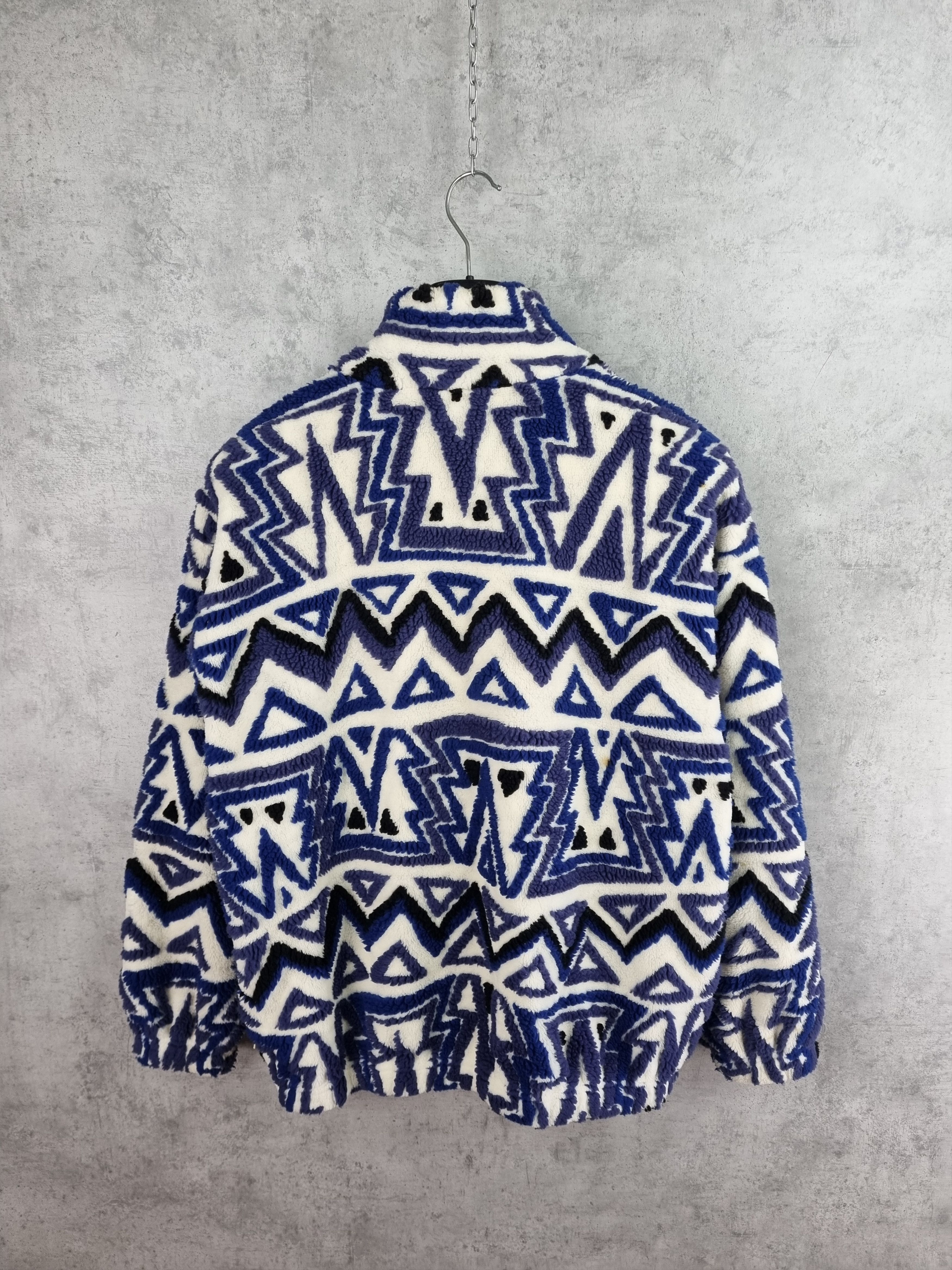 Sergio Tacchini 90s SERGIO TACCHINI Abstract Deep Pile Fleece Jacket RARE! Size US XL / EU 56 / 4 - 3 Thumbnail