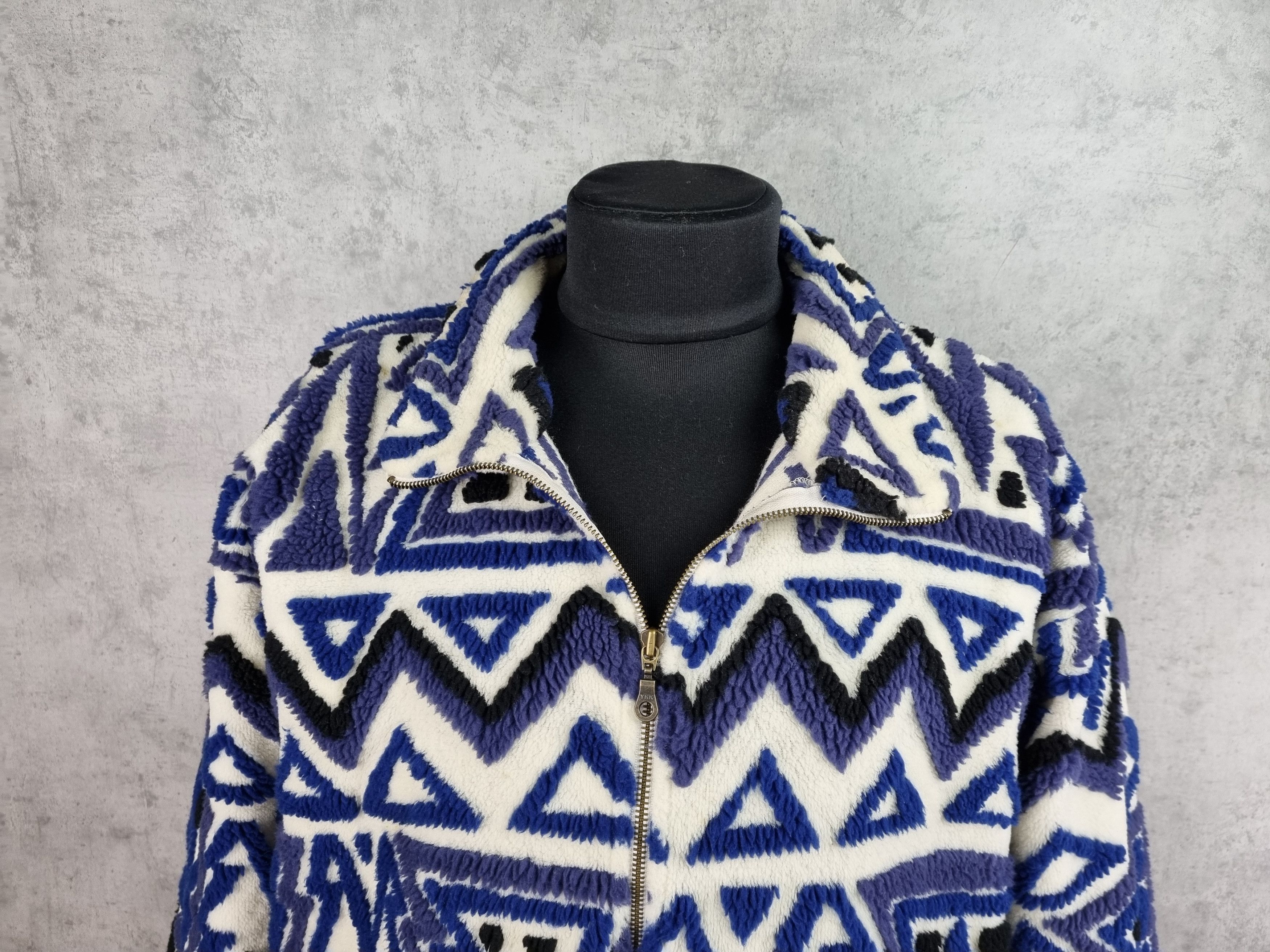 Sergio Tacchini 90s SERGIO TACCHINI Abstract Deep Pile Fleece Jacket RARE! Size US XL / EU 56 / 4 - 5 Thumbnail
