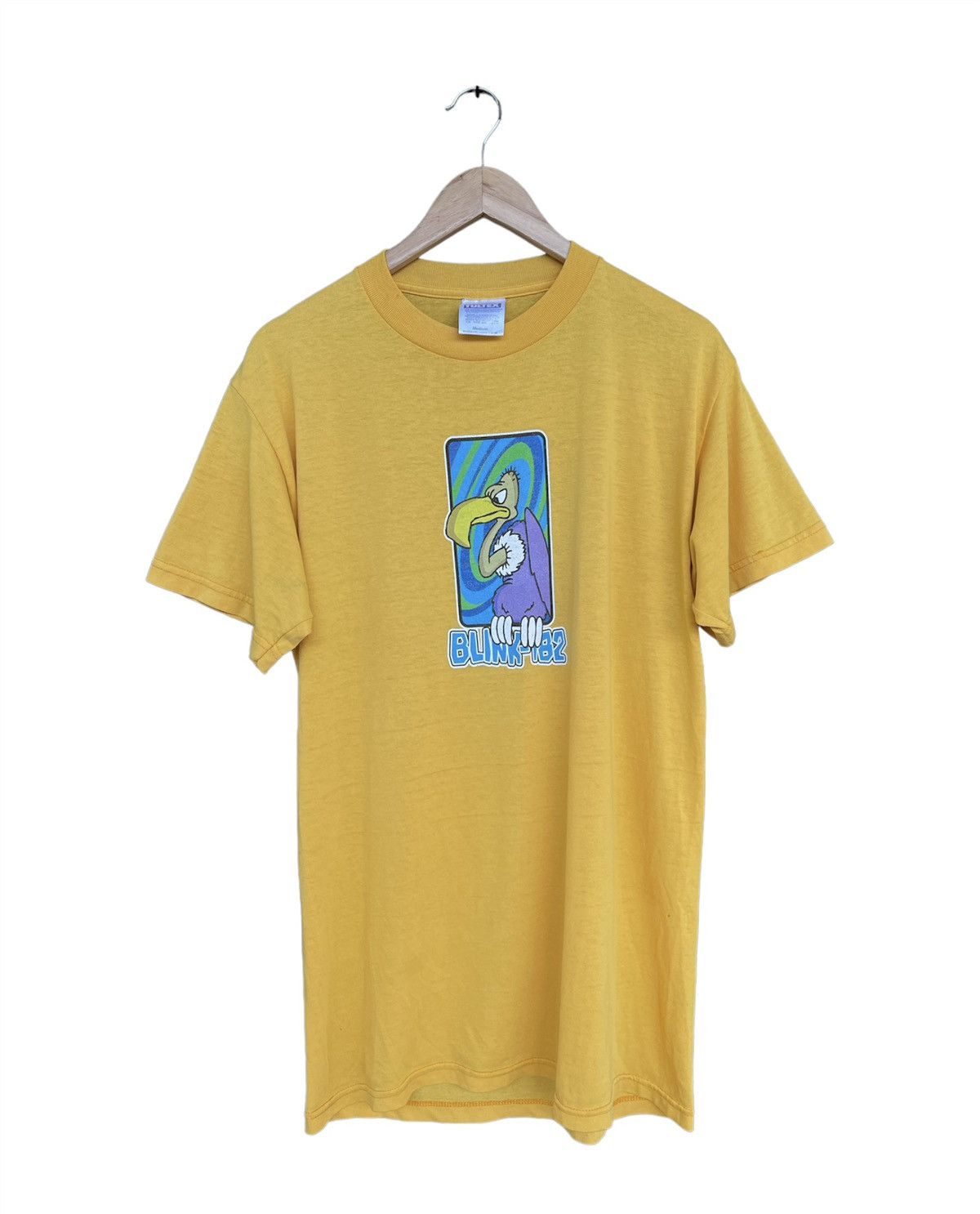 image of Band Tees x Hook Ups Vintage Blink 182 Hook Ups Skateboard in Yellow, Men's (Size Medium)