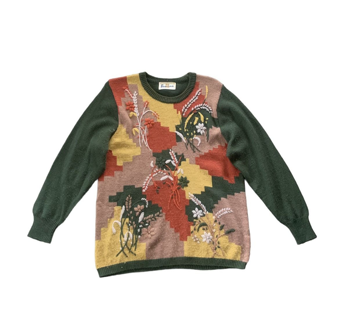 image of Archival Clothing x Coloured Cable Knit Sweater Vintage Knitwear Floral Multicolor (Size Medium)