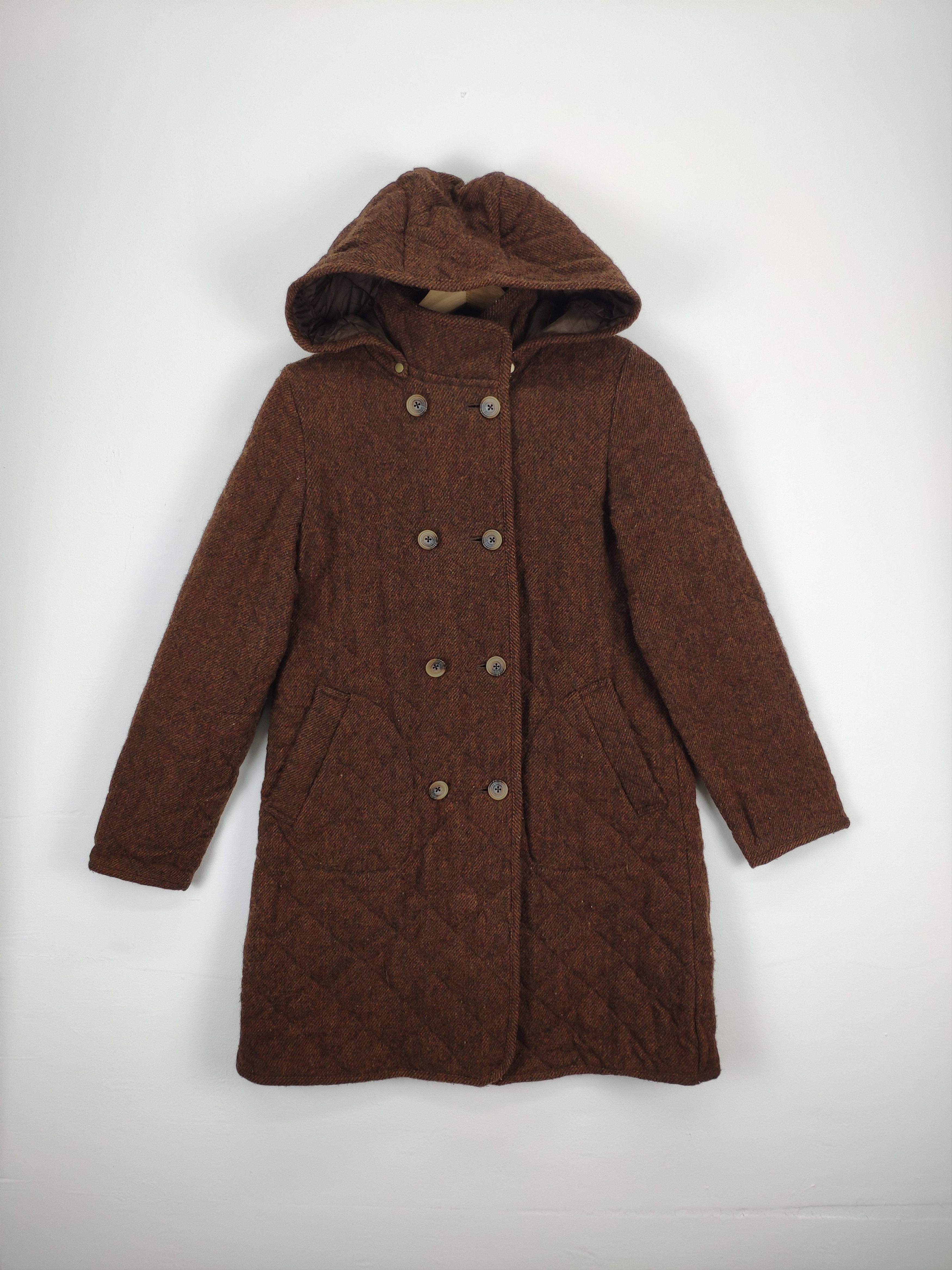 Japanese Brand × Vintage Steal 💥 Vintage Wool Coat Long Hoodie by Shetland Wool Size XS / US 0-2 / IT 36-38 - 1 Thumbnail