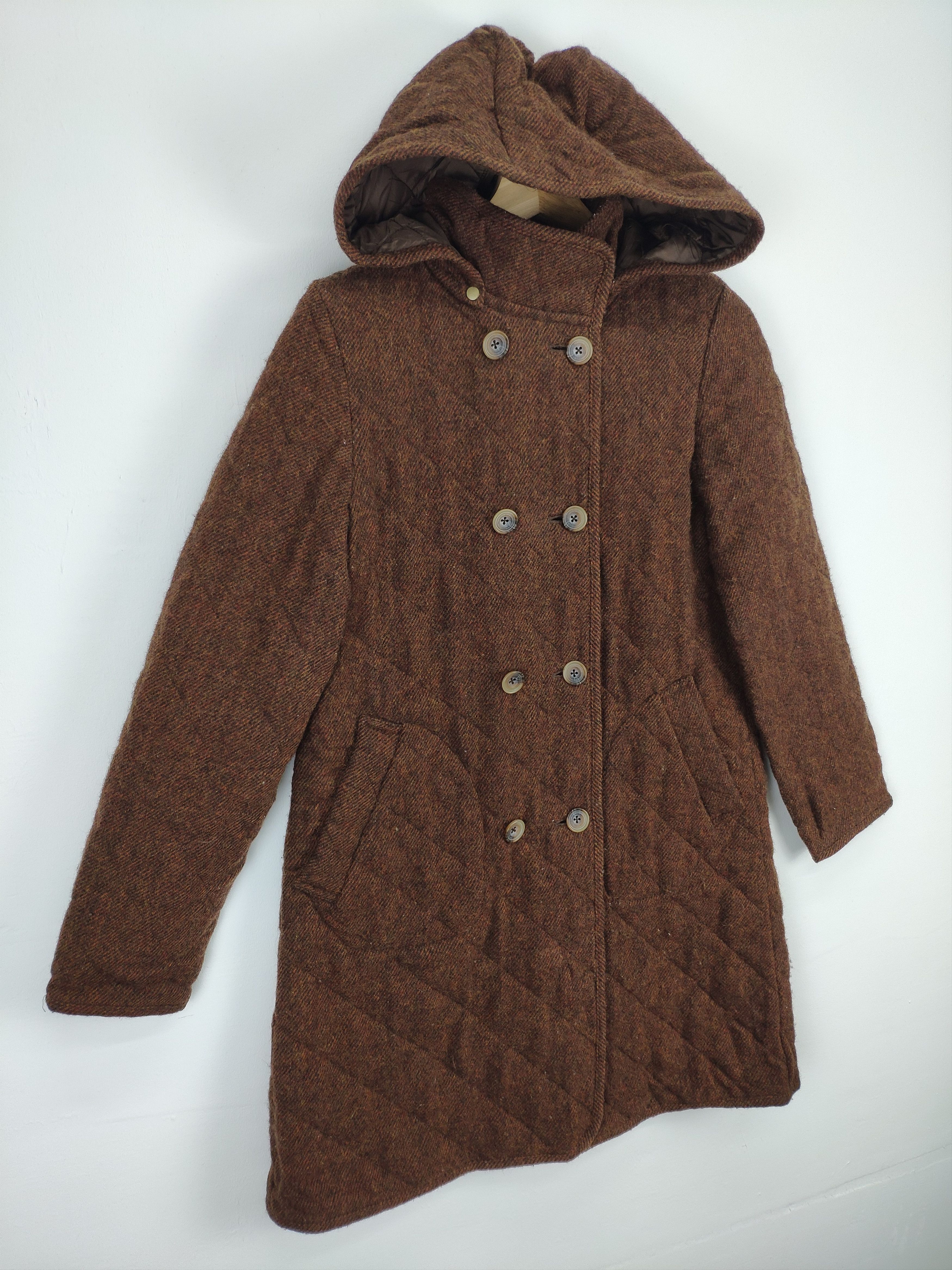 Japanese Brand × Vintage Steal 💥 Vintage Wool Coat Long Hoodie by Shetland Wool Size XS / US 0-2 / IT 36-38 - 3 Thumbnail