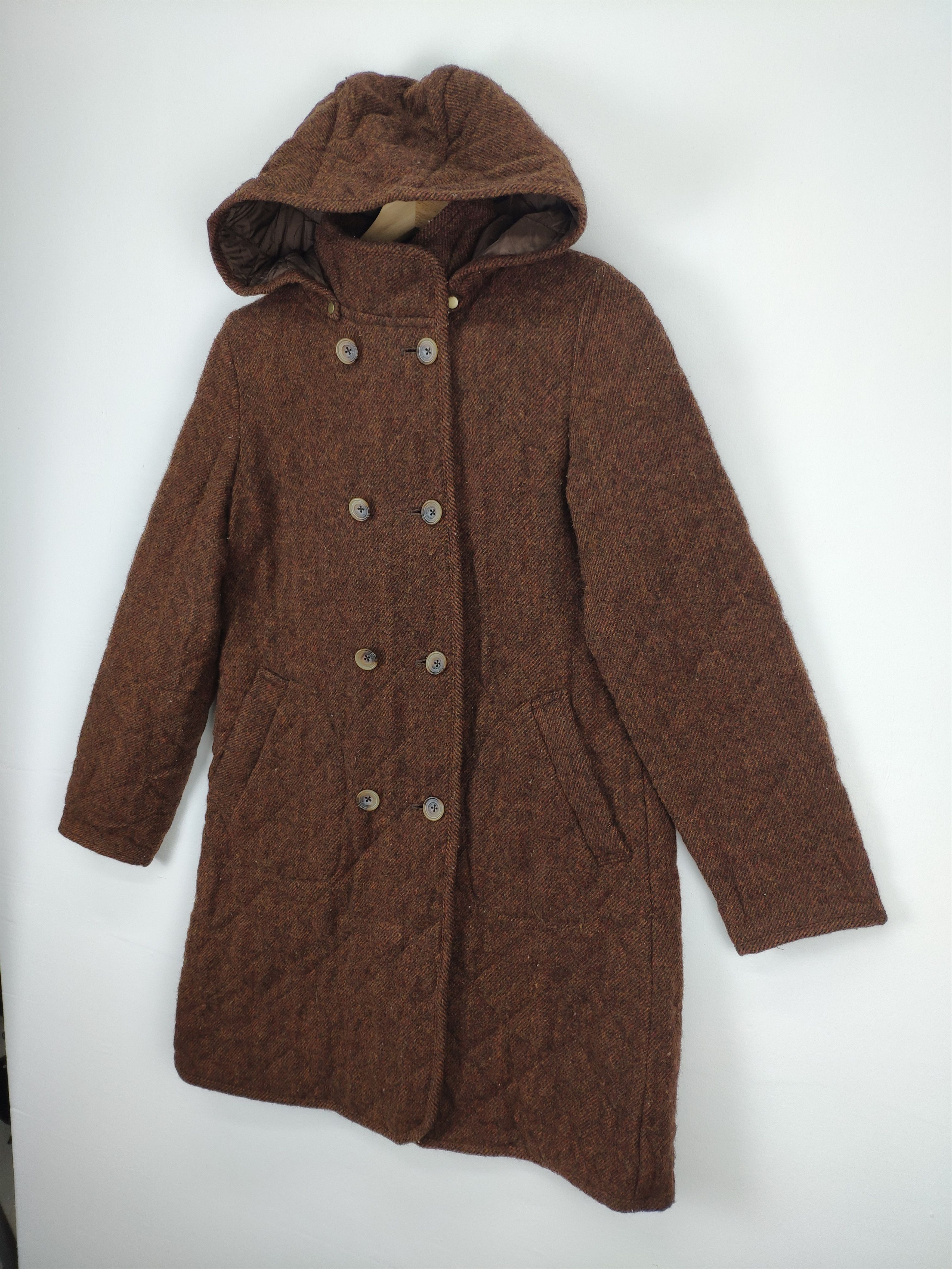 Japanese Brand × Vintage Steal 💥 Vintage Wool Coat Long Hoodie by Shetland Wool Size XS / US 0-2 / IT 36-38 - 2 Thumbnail