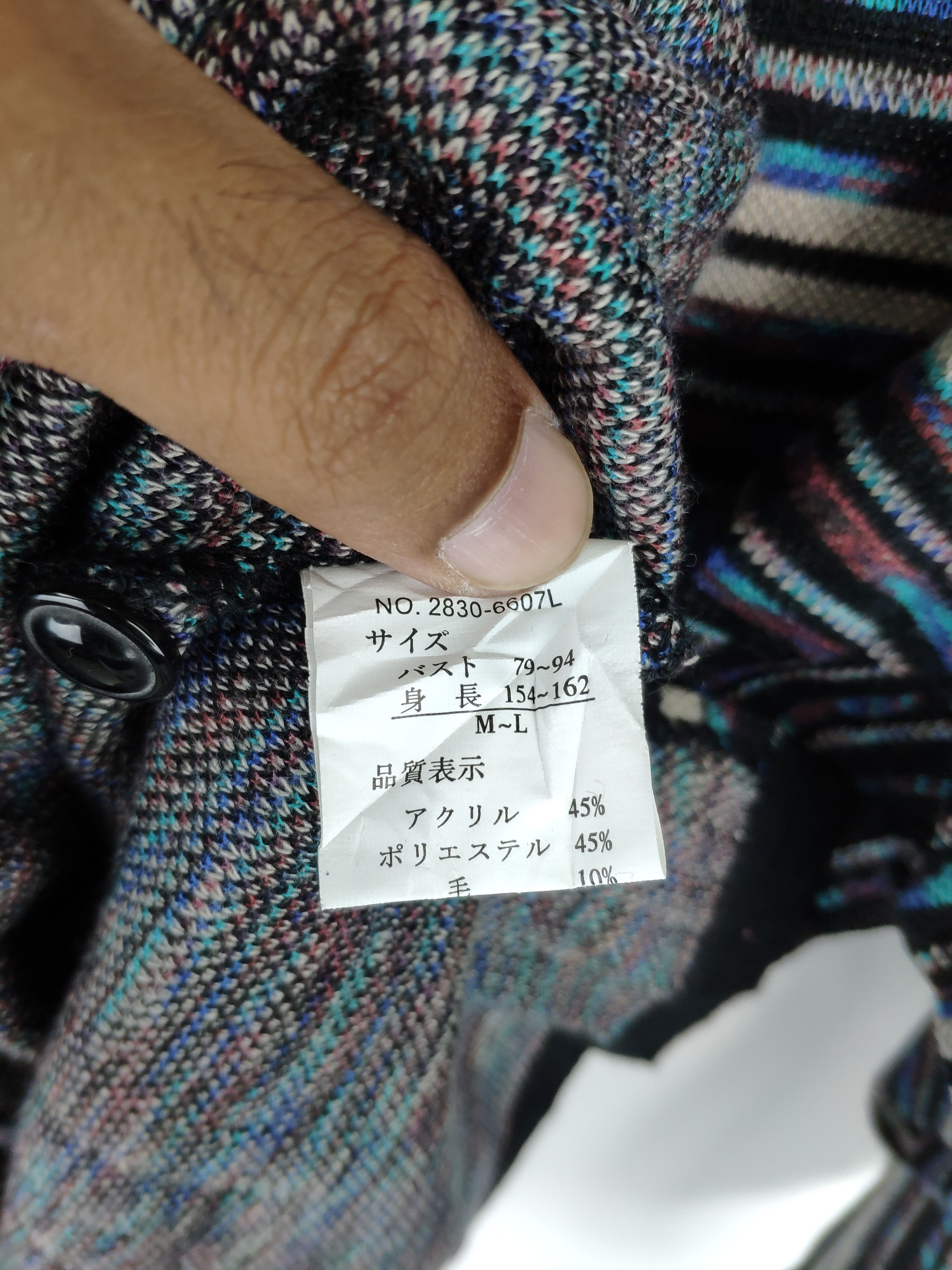Japanese Brand × Vintage Steal 💥 Vintage Knit Cardigan Striped Art Fullprint Size US M / EU 48-50 / 2 - 5 Thumbnail