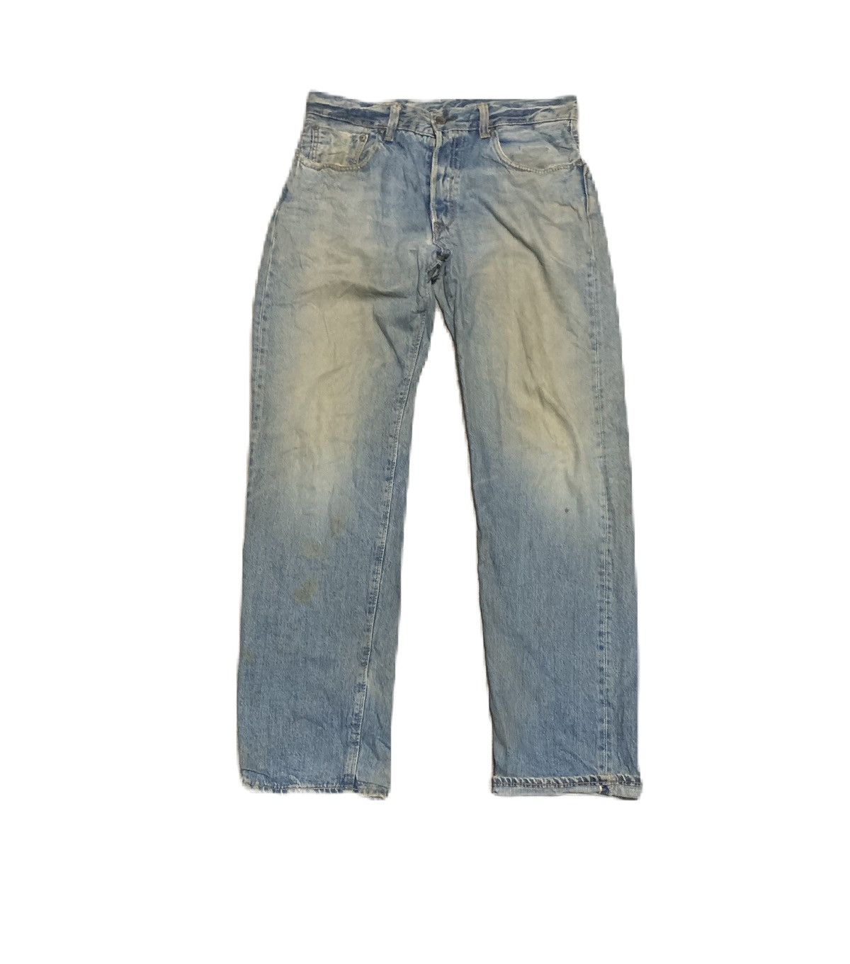 Image of Distressed Denim x Edwin Vintage Edwin 505 Selvedge Faded Blue Baggy Jeans in Blue Denim (Size 33)