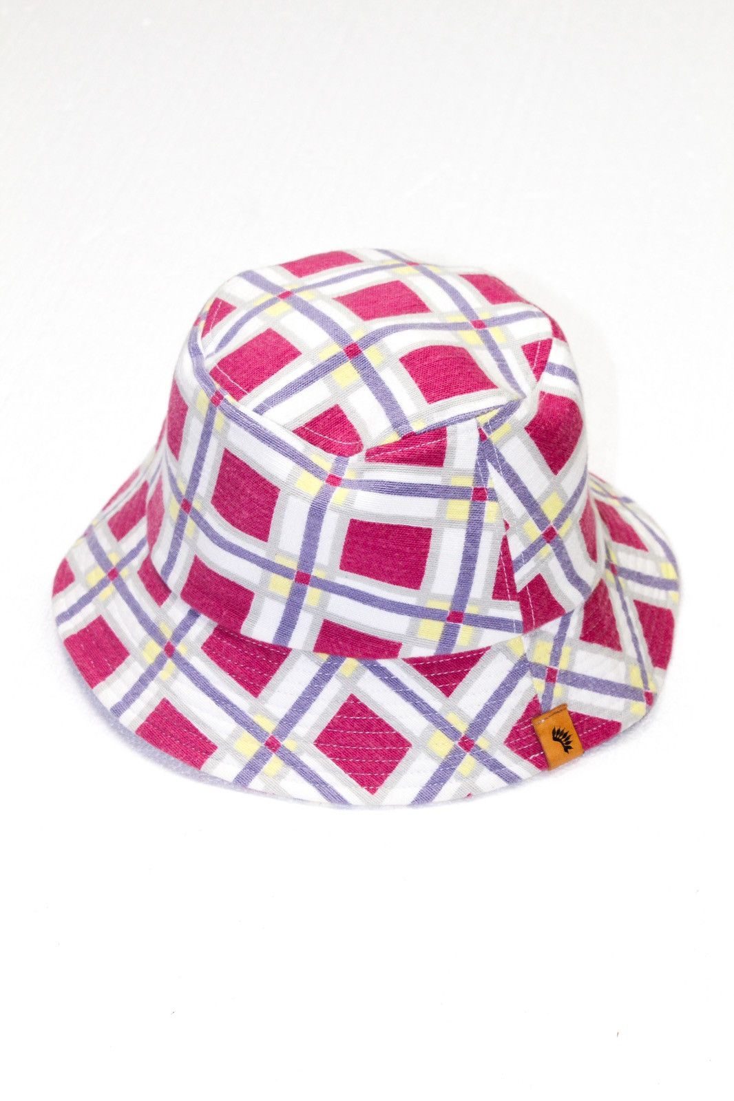 image of Visvim Bucket Hat (Printed Check) in Red, Men's