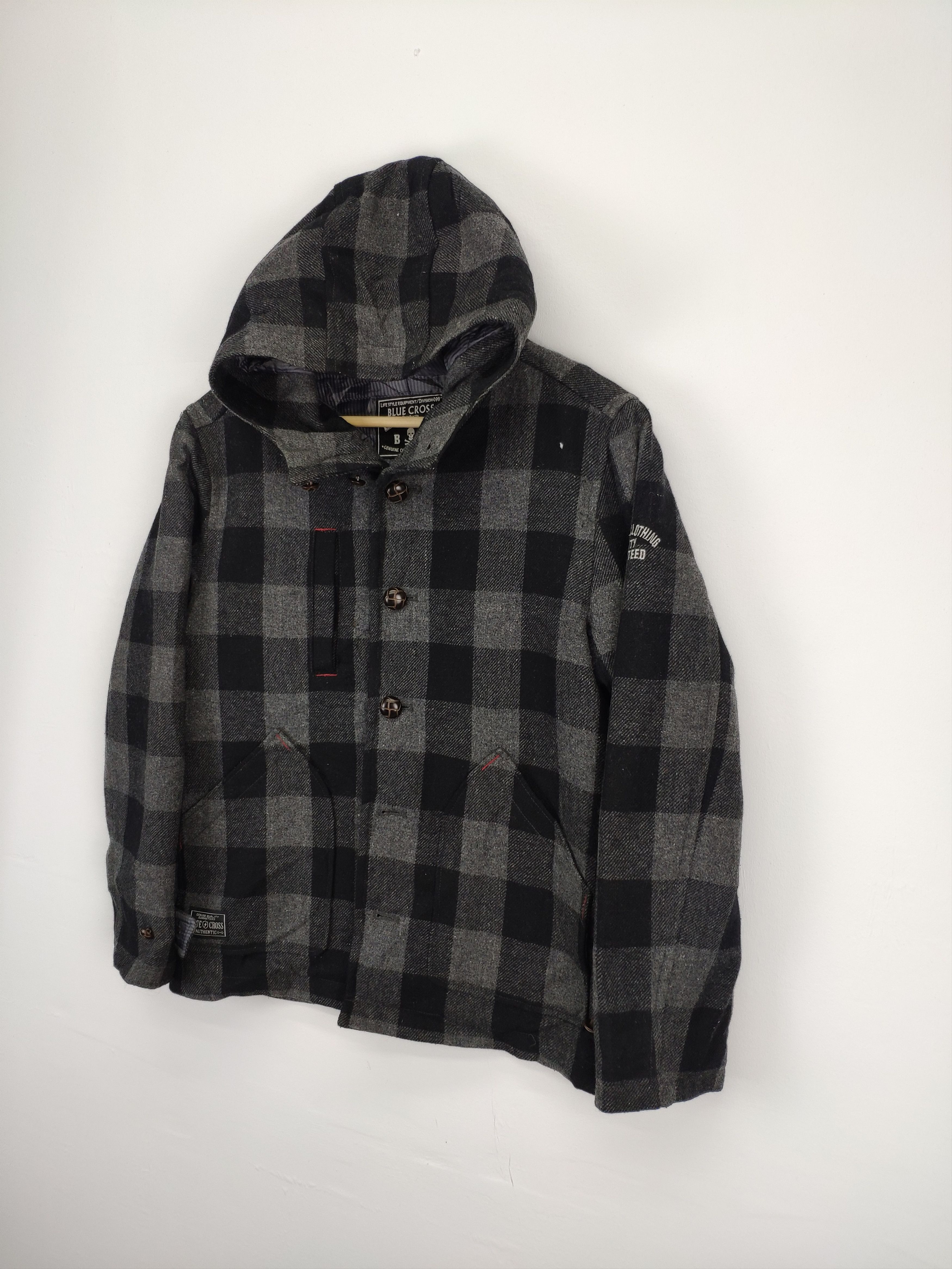 Japanese Brand × Vintage Steal 💥 Vintage Wool Jacket Checkered by Blue Cross Size US M / EU 48-50 / 2 - 2 Thumbnail