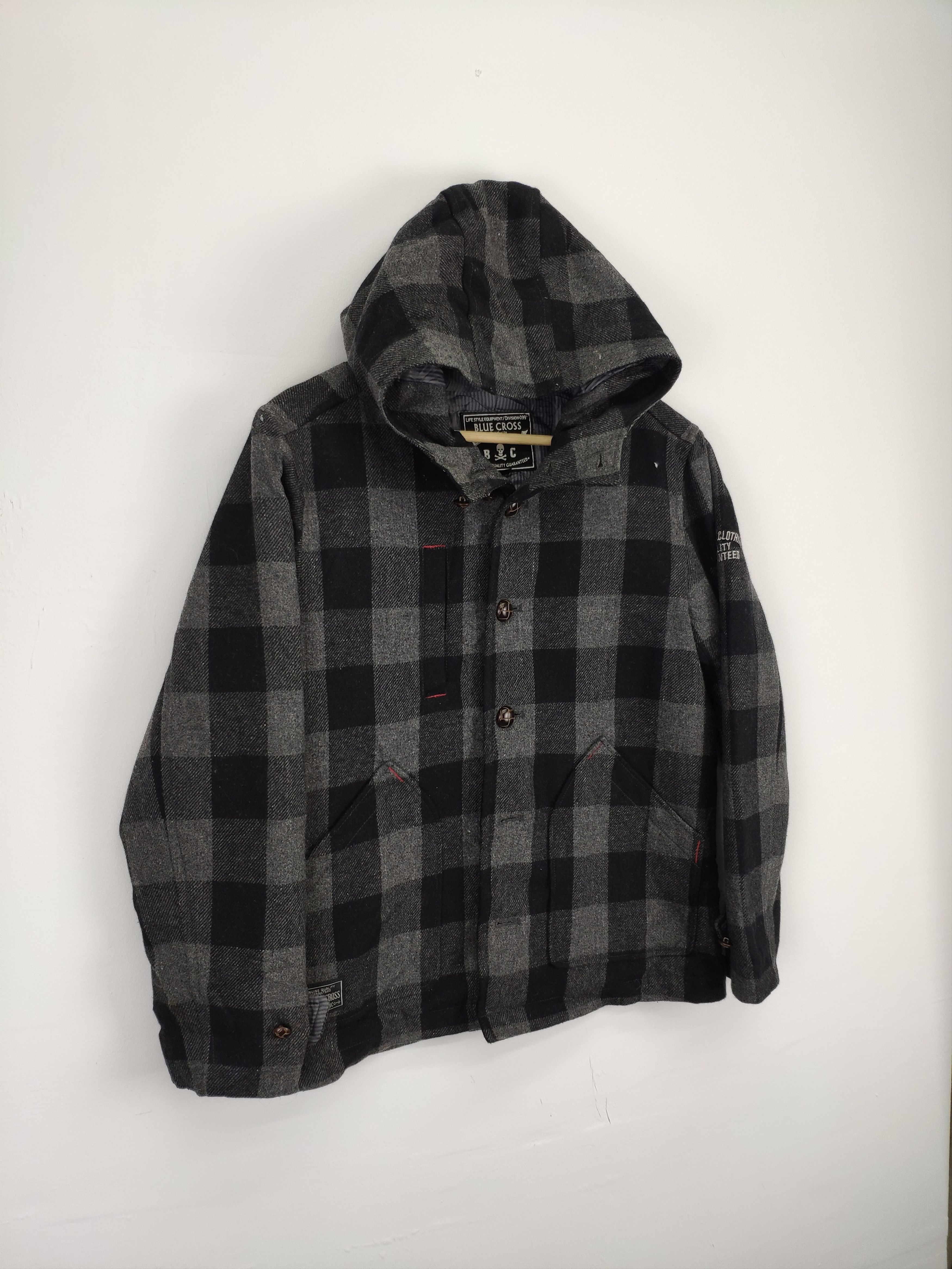 Japanese Brand × Vintage Steal 💥 Vintage Wool Jacket Checkered by Blue Cross Size US M / EU 48-50 / 2 - 3 Thumbnail