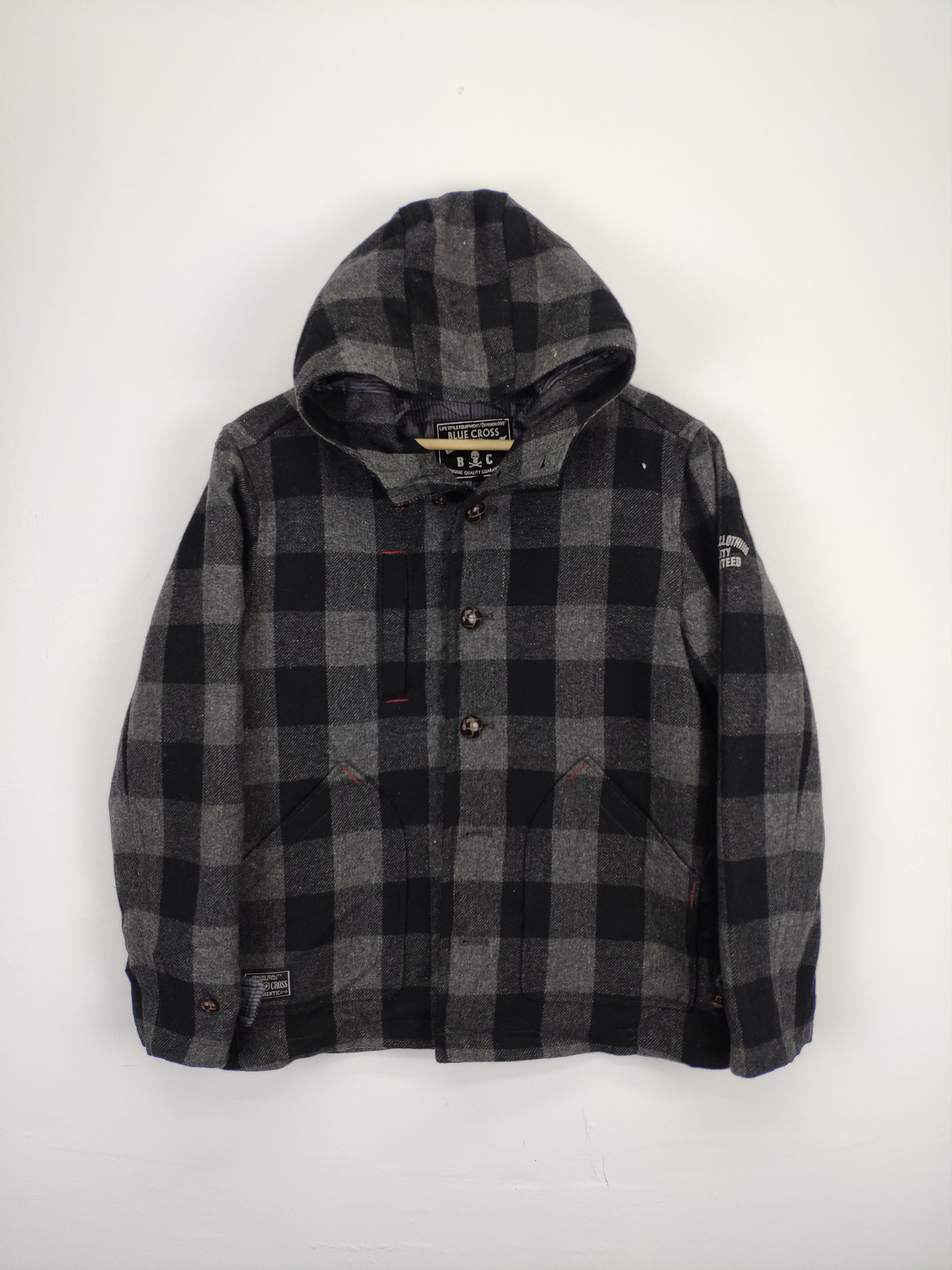 Japanese Brand × Vintage Steal 💥 Vintage Wool Jacket Checkered by Blue Cross Size US M / EU 48-50 / 2 - 1 Thumbnail