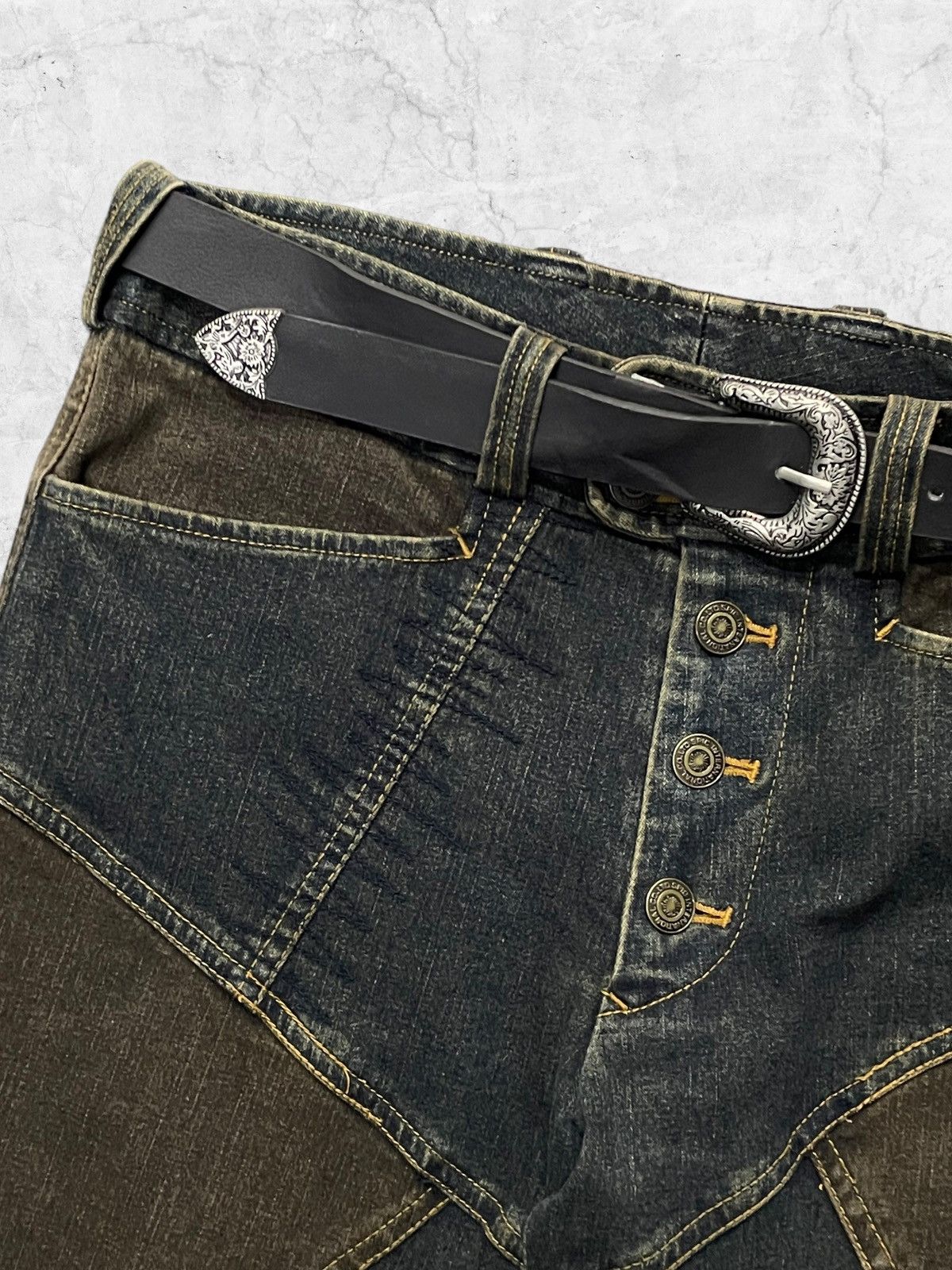 Japanese Brand Tornado Mart Patchwork Flared Denim Size US 30 / EU 46 - 6 Thumbnail