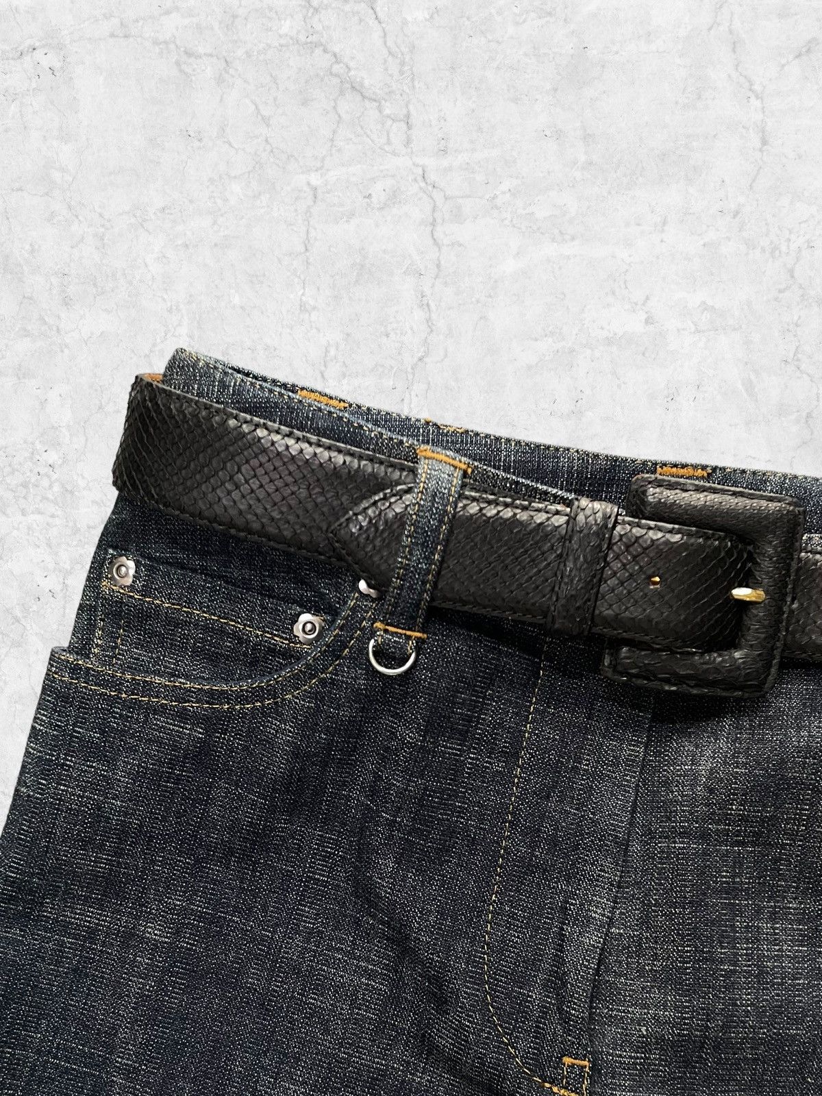 Hysteric Glamour × Tornado Mart Ingeborg Japan Hippies Flared Denim With Snake Belt Size US 27 - 6 Thumbnail