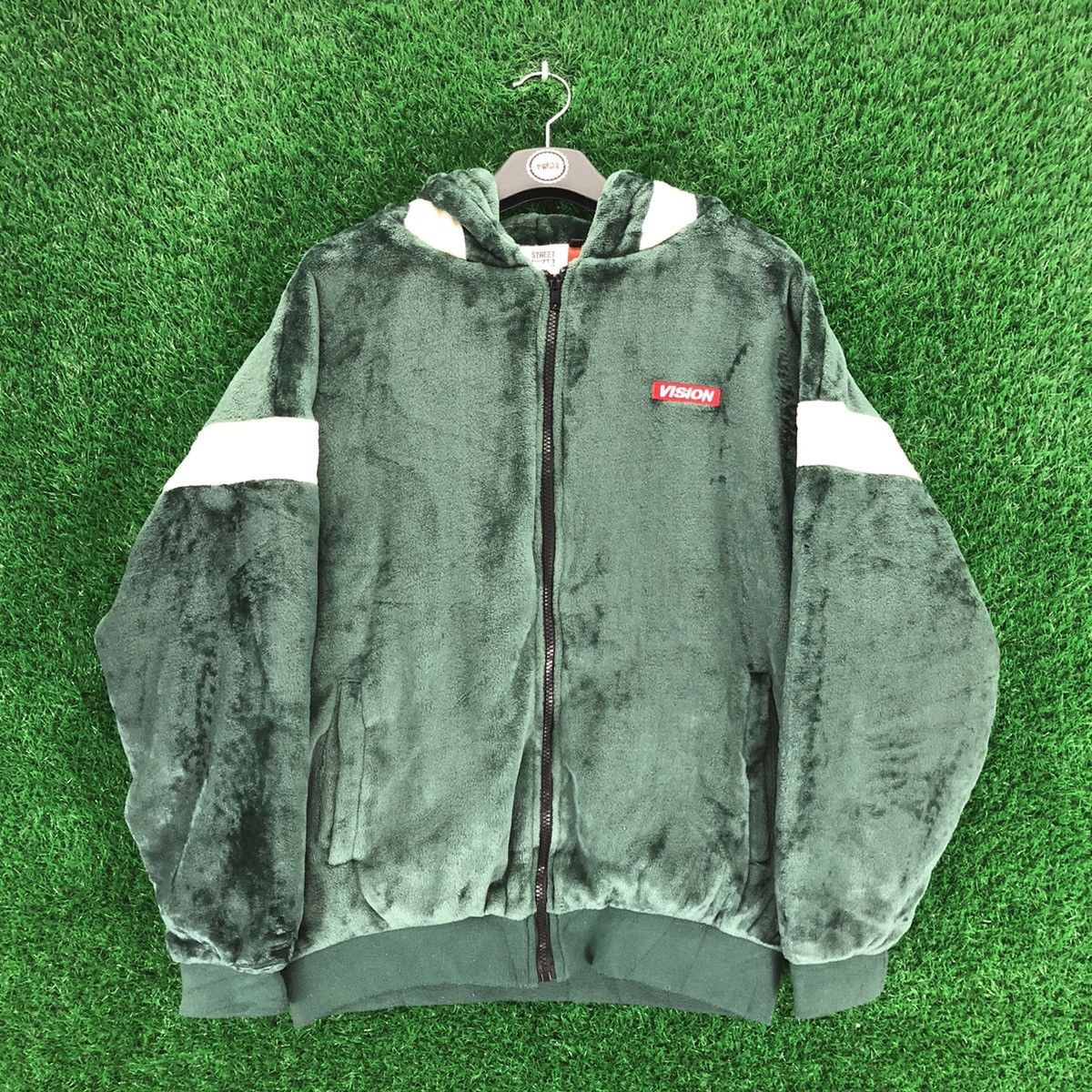 Vision Streetwear Vision Streetwear Big Logo Velvet Sweater Zipper Hoodie Size US XXL / EU 58 / 5 - 4 Thumbnail