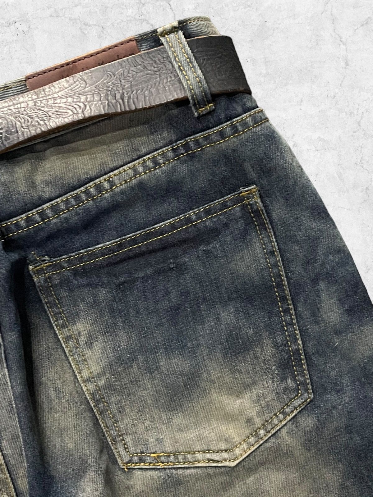 Japanese Brand × Vintage Vintage Martin Kustom Evil Dark Side Denim Leather Belt Size US 34 / EU 50 - 9 Thumbnail