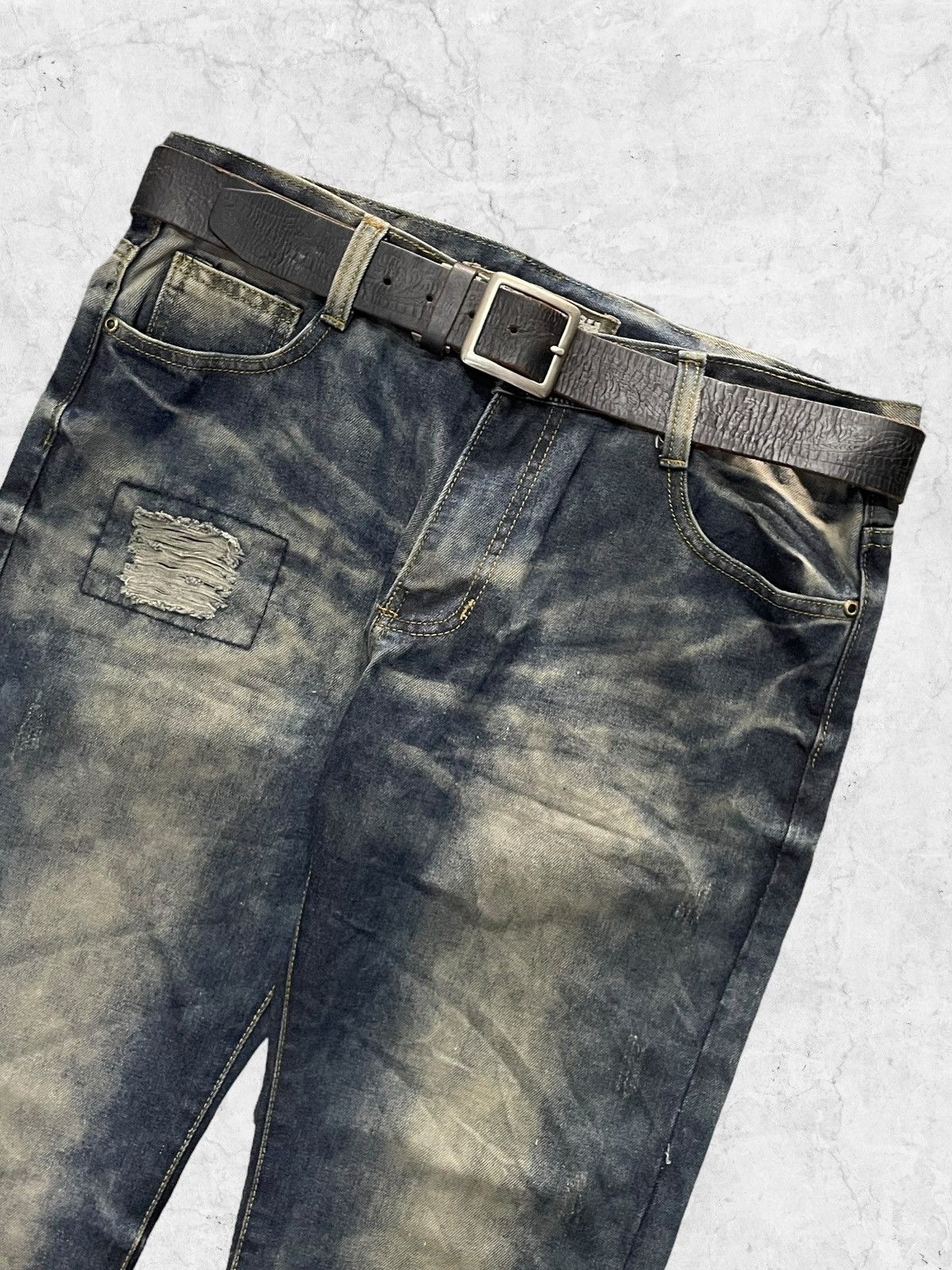 Japanese Brand × Vintage Vintage Martin Kustom Evil Dark Side Denim Leather Belt Size US 34 / EU 50 - 4 Thumbnail
