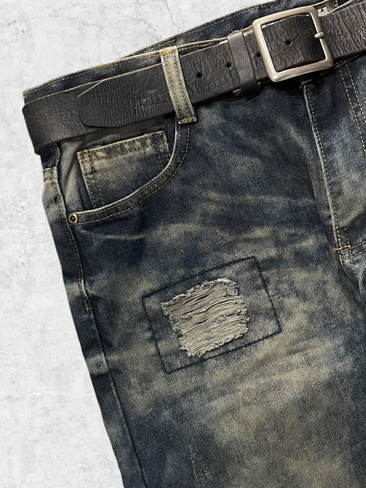Japanese Brand × Vintage Vintage Martin Kustom Evil Dark Side Denim Leather Belt Size US 34 / EU 50 - 5 Thumbnail