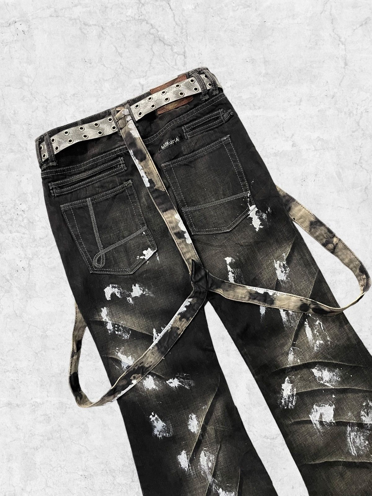 Designer × If Six Was Nine × Le Grande Bleu (L.G.B.) Designer Luxuria Japan Flared Claw Mark Jeans With Belt Size US 30 / EU 46 - 9 Thumbnail