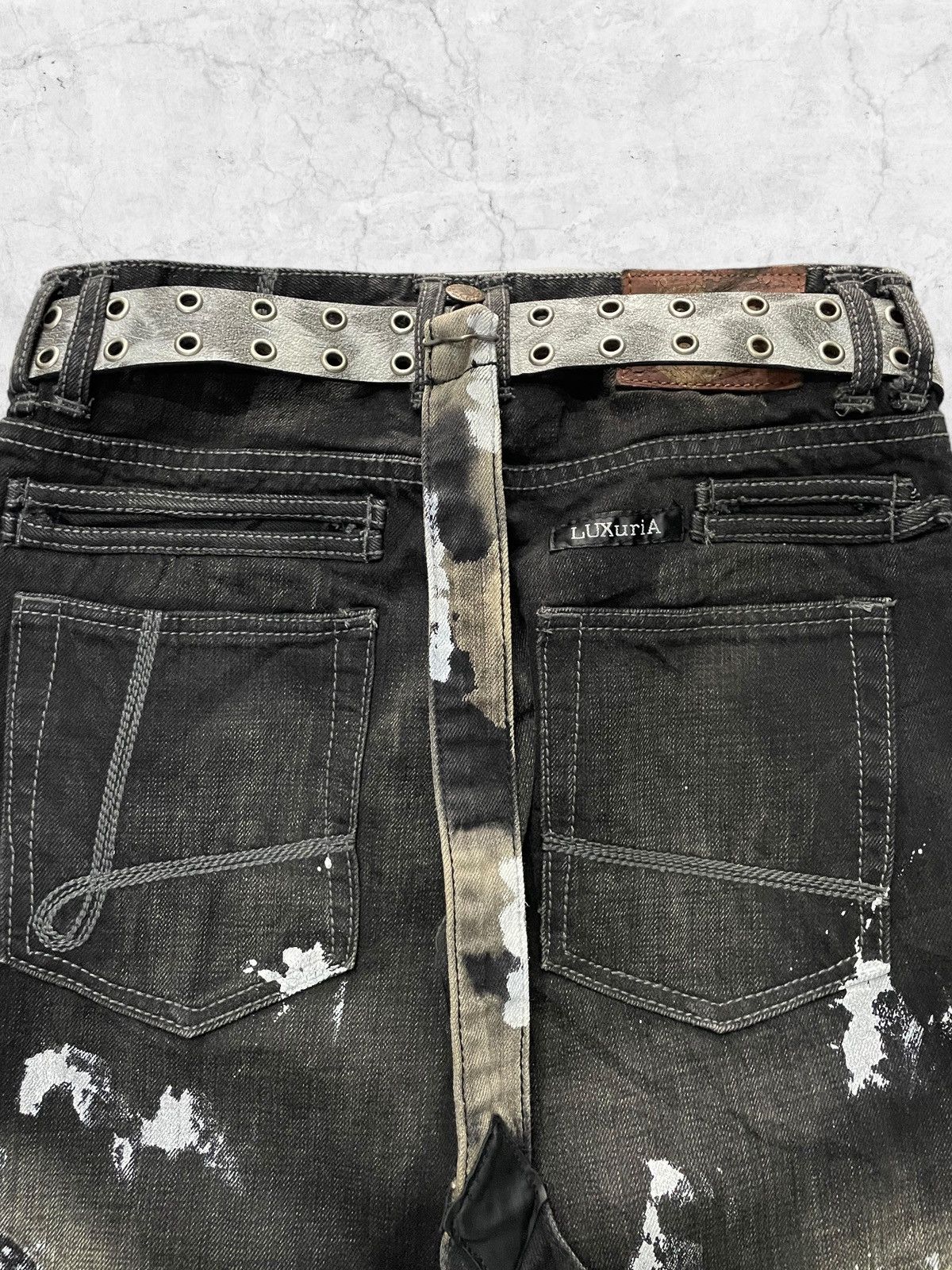 Designer × If Six Was Nine × Le Grande Bleu (L.G.B.) Designer Luxuria Japan Flared Claw Mark Jeans With Belt Size US 30 / EU 46 - 10 Thumbnail