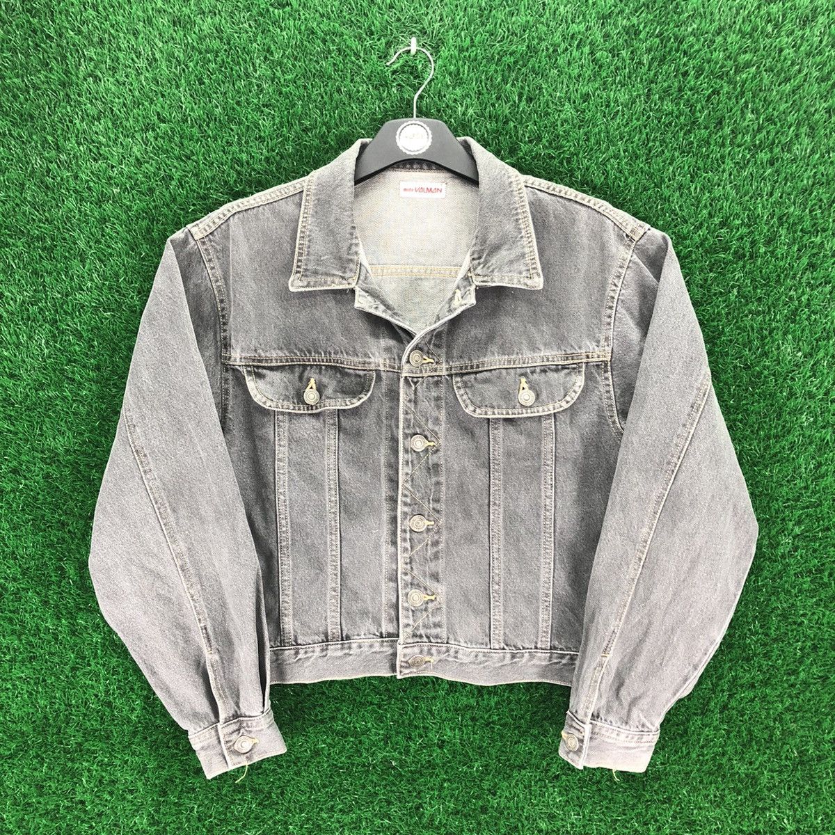 image of Vintage 80's Denim Jacket Double Pocket By Mini-Valman in Black, Men's (Size Medium)