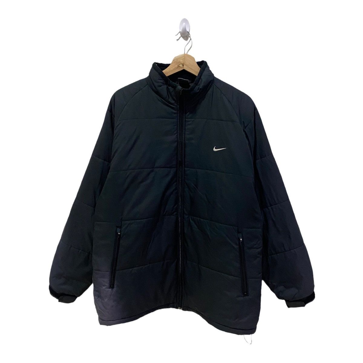 Nike 🔥VINTAGE 90s NIKE SUN FADED BLACK PUFFER JACKET Size US L / EU 52-54 / 3 - 3 Thumbnail