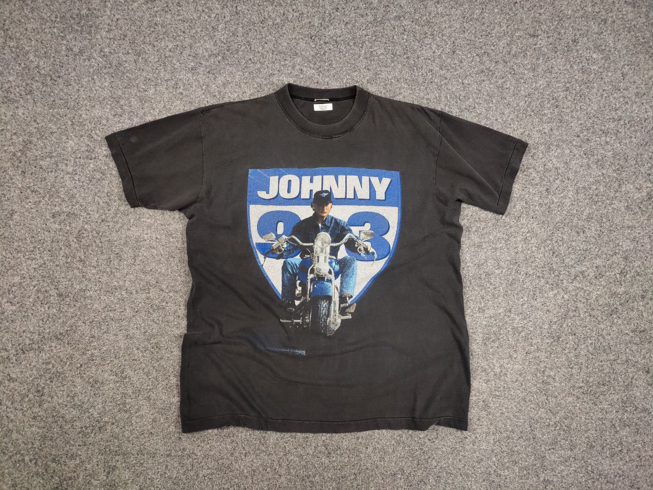 Band Tees Vintage Johnny Hallyday 93 Big Faded Logo Gray T shirt Size US L / EU 52-54 / 3 - 1 Thumbnail