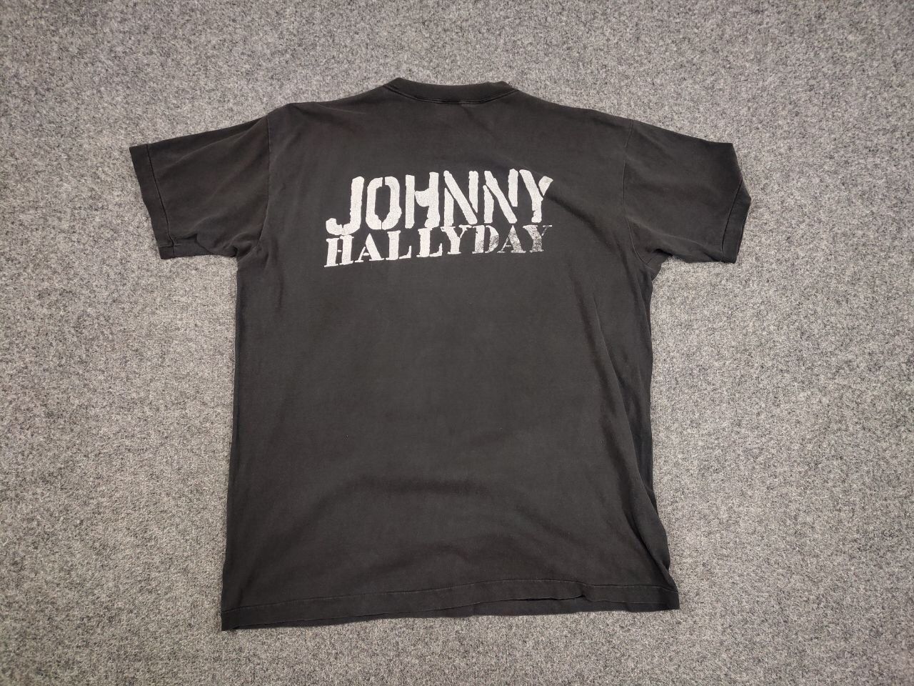 Band Tees Vintage Johnny Hallyday 93 Big Faded Logo Gray T shirt Size US L / EU 52-54 / 3 - 10 Thumbnail