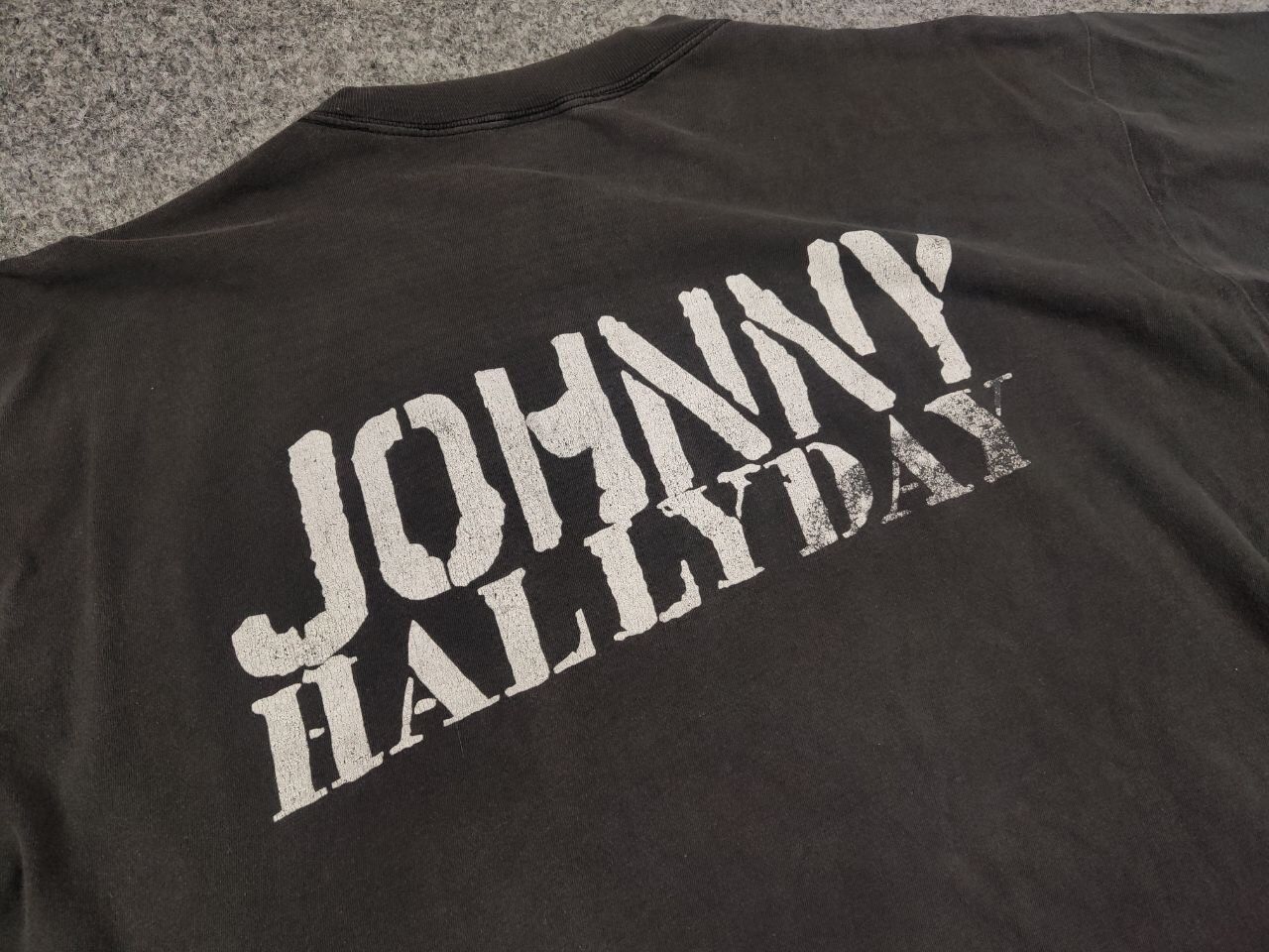 Band Tees Vintage Johnny Hallyday 93 Big Faded Logo Gray T shirt Size US L / EU 52-54 / 3 - 11 Thumbnail