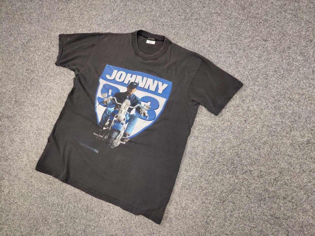 Band Tees Vintage Johnny Hallyday 93 Big Faded Logo Gray T shirt Size US L / EU 52-54 / 3 - 3 Thumbnail