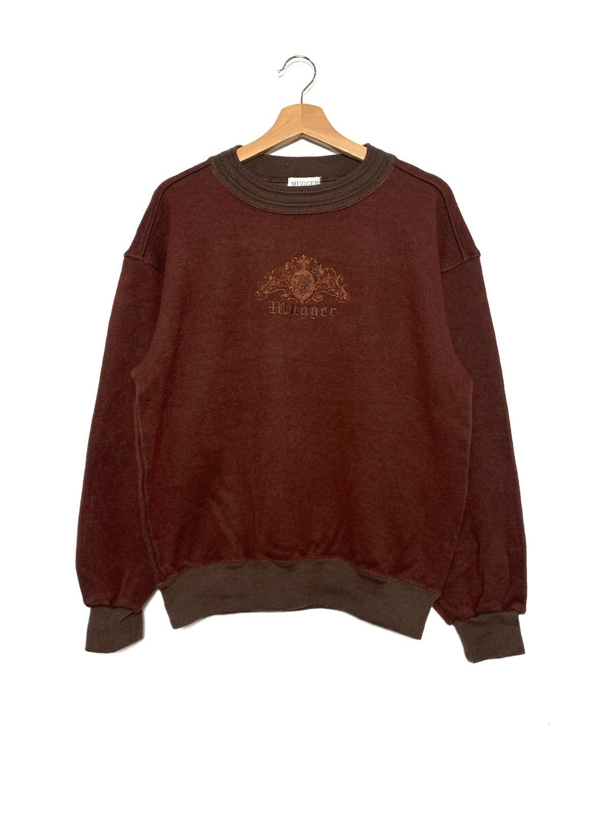 Vintage Mugger Embroidered Logo Brown Crewneck Travis Scott
