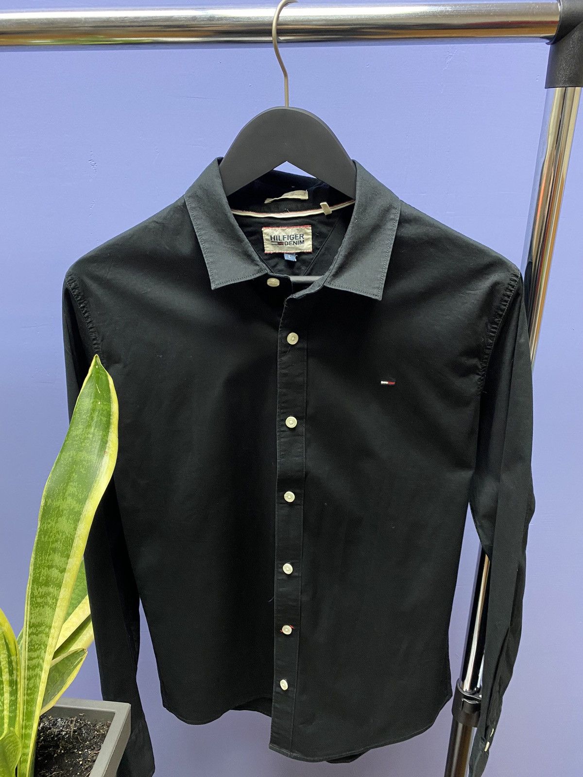 Tommy Hilfiger Tommy Jeans Black Long Sleeve Shirt Size US L / EU 52-54 / 3 - 5 Thumbnail