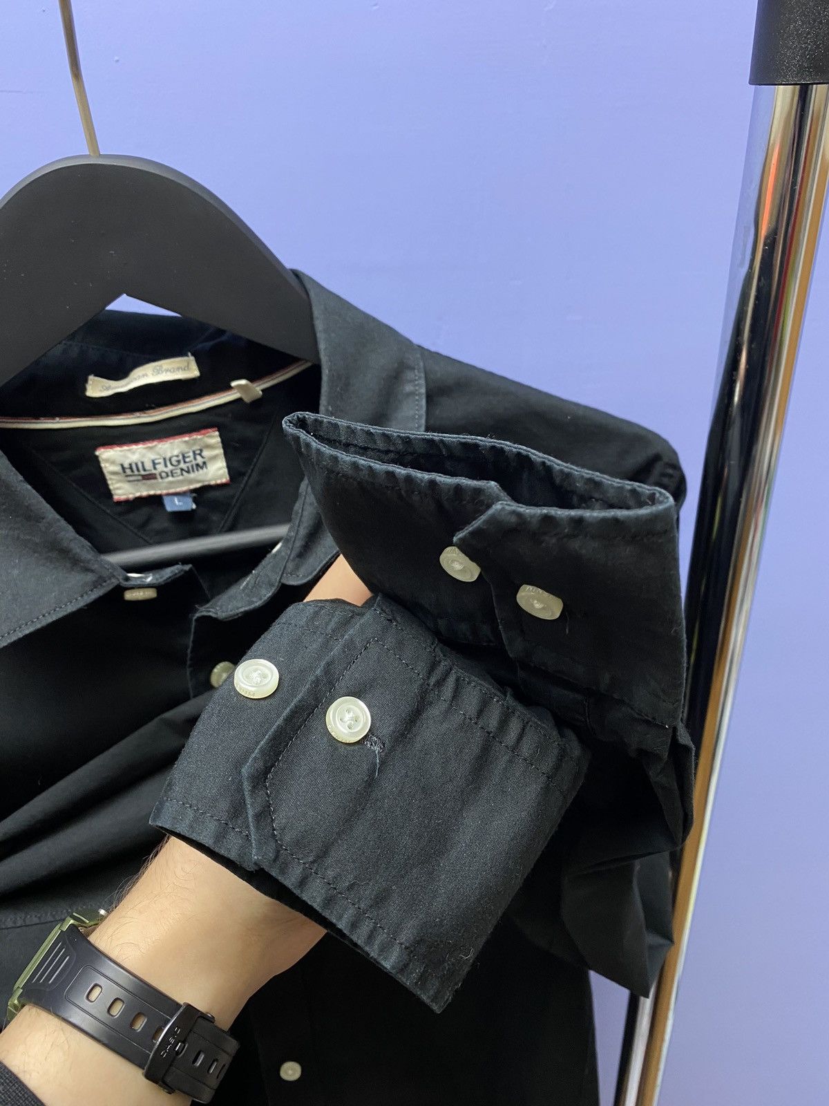 Tommy Hilfiger Tommy Jeans Black Long Sleeve Shirt Size US L / EU 52-54 / 3 - 12 Thumbnail