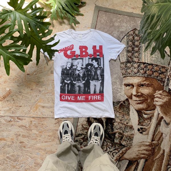T-shirt GBH CARICATA G.B.H. T-shirt Uomo Studs Punk Rock Adulto Bianca Nuova - Foto 4