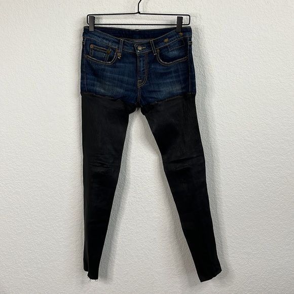 R13 R13 Denim Stretch Leather Chaps Jeans Made in Italy Grailed