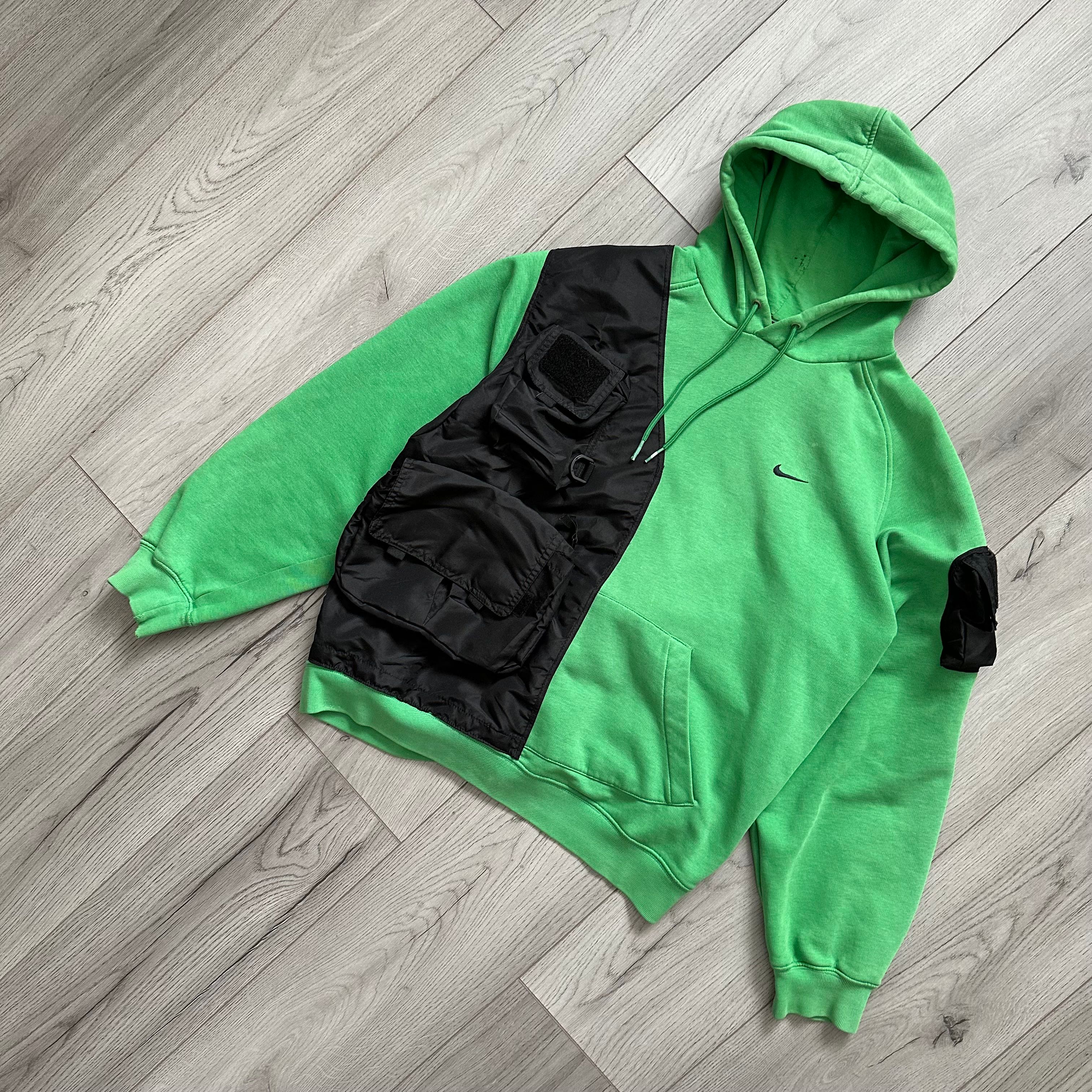Pre-owned Custom X Nike 1 Of 1 Techwear Multipocket Vest Custom Hoodie In Black/green